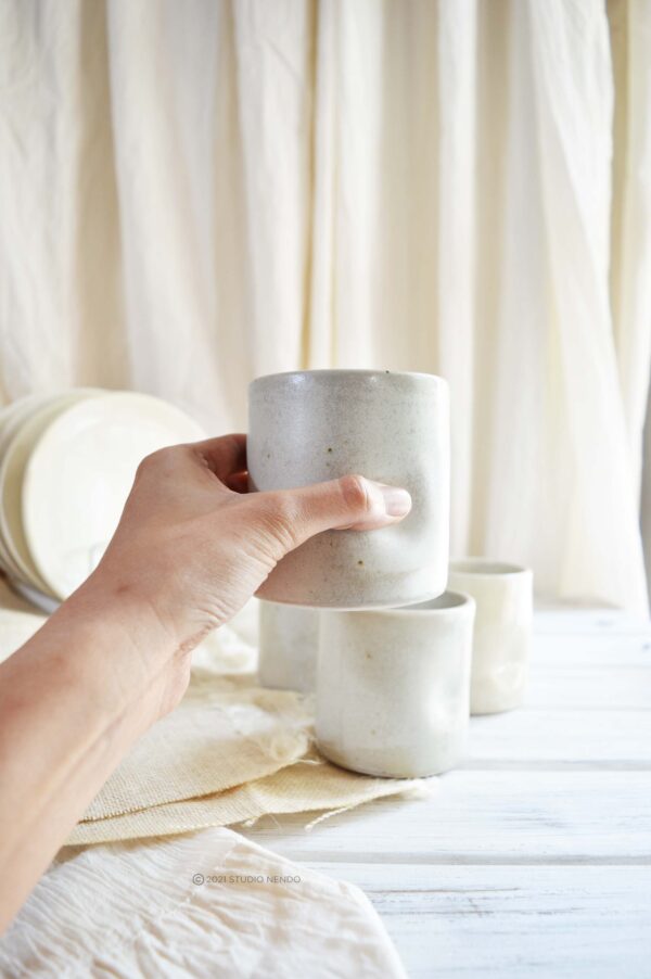 DENTED TUMBLERS- SET OF 2- OATMEAL