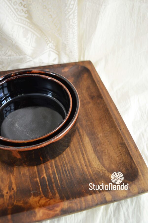 FACETED SERVING BOWLS- TENMOKU