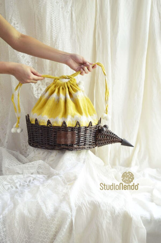 Hedgehog Storage Basket with Attached Pouch Bag