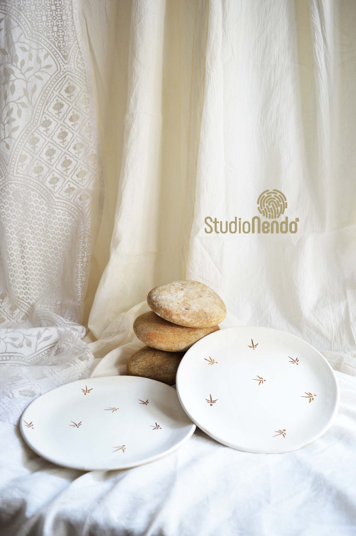 SNACK PLATES-IRREGULARORGANIC- SET OF 2- GOLDEN DRAGONFLY