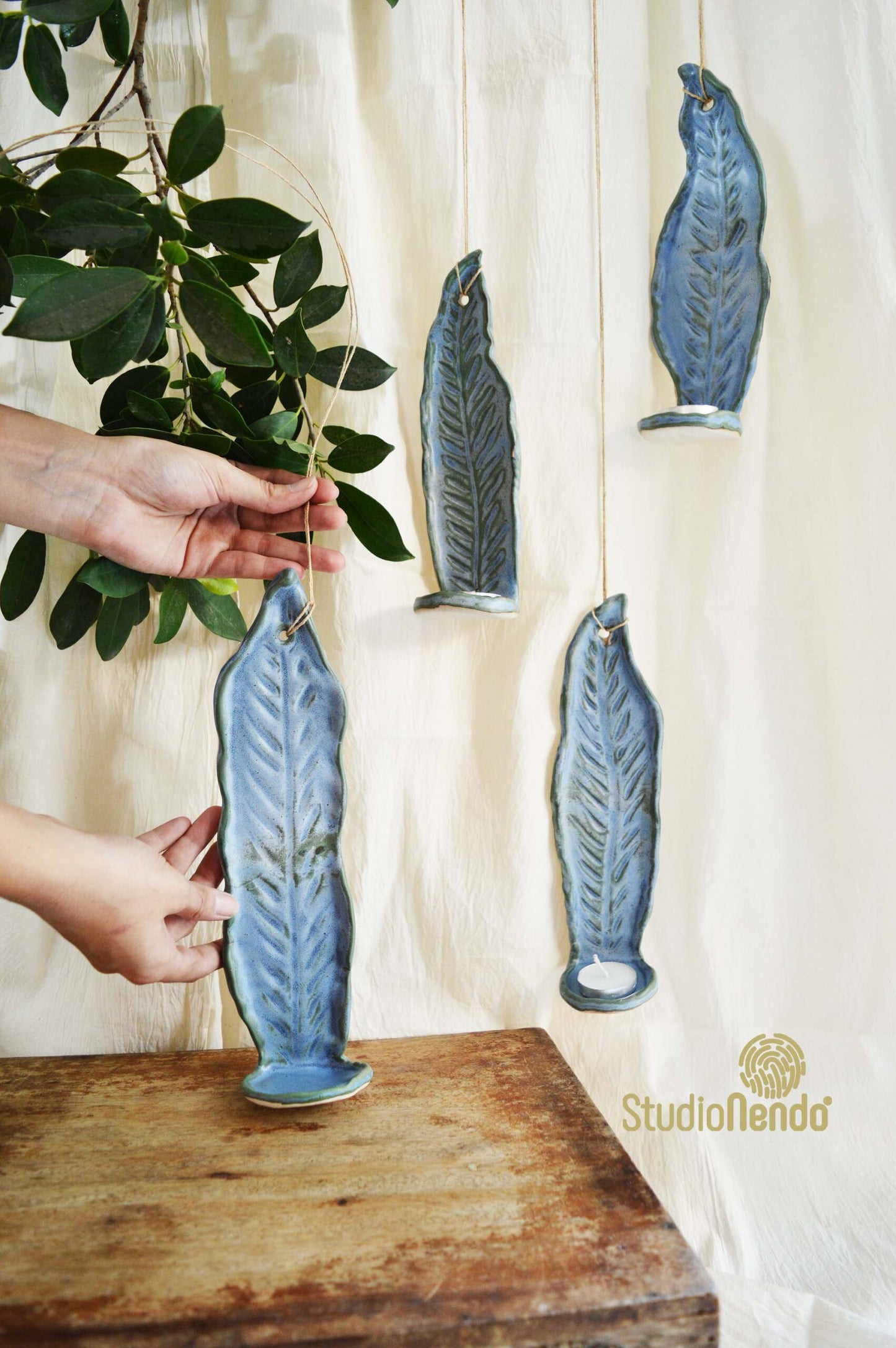 TEALIGHT WALL HOLDER- MATT BLUE