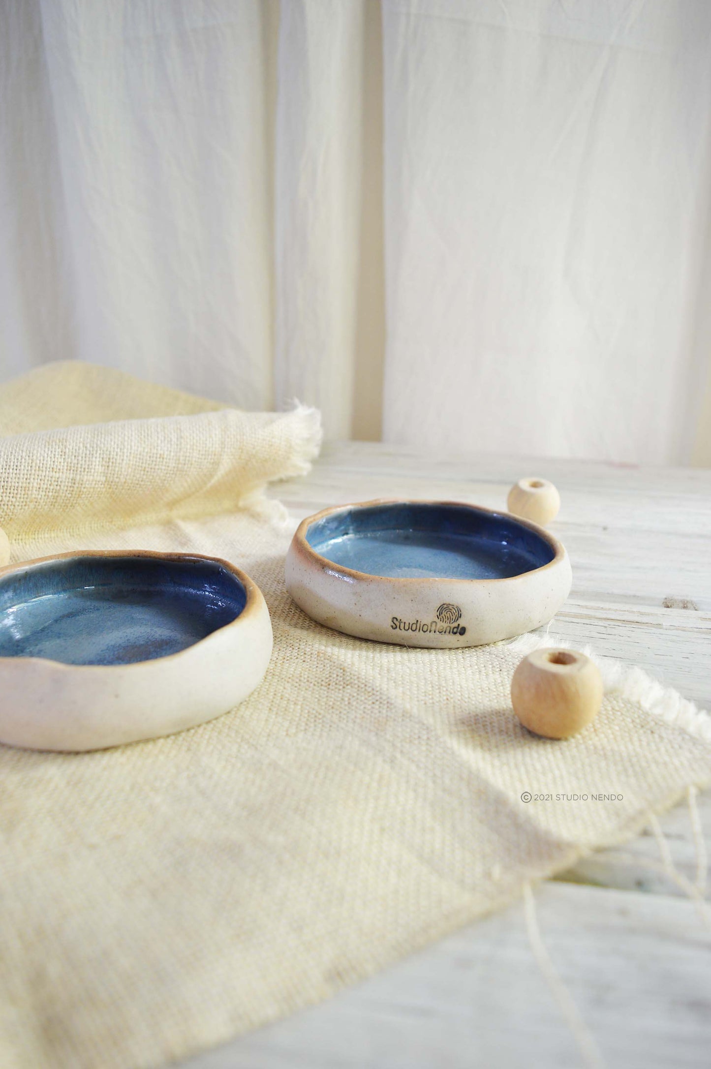 PINCH BOWLS FOR SIDES AND DIPS- MOTTLED INDIAN TEAL