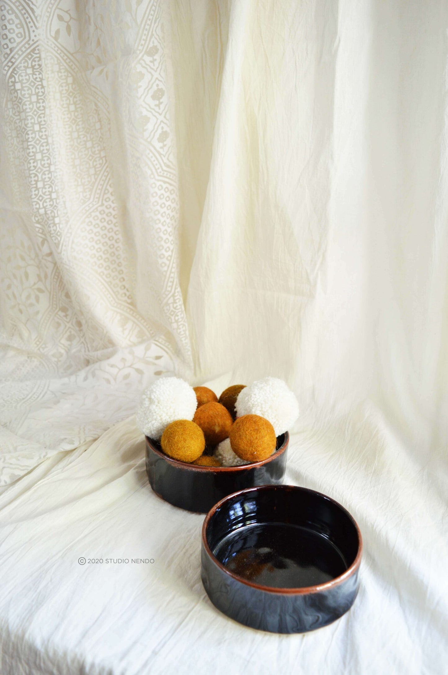 FACETED SERVING BOWLS- TENMOKU