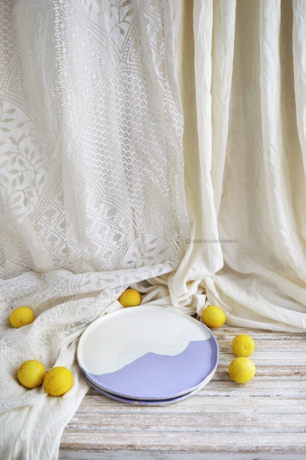 IRREGULAR/ ORGANIC DINNER PLATES - HALF N HALF- SET OF 2