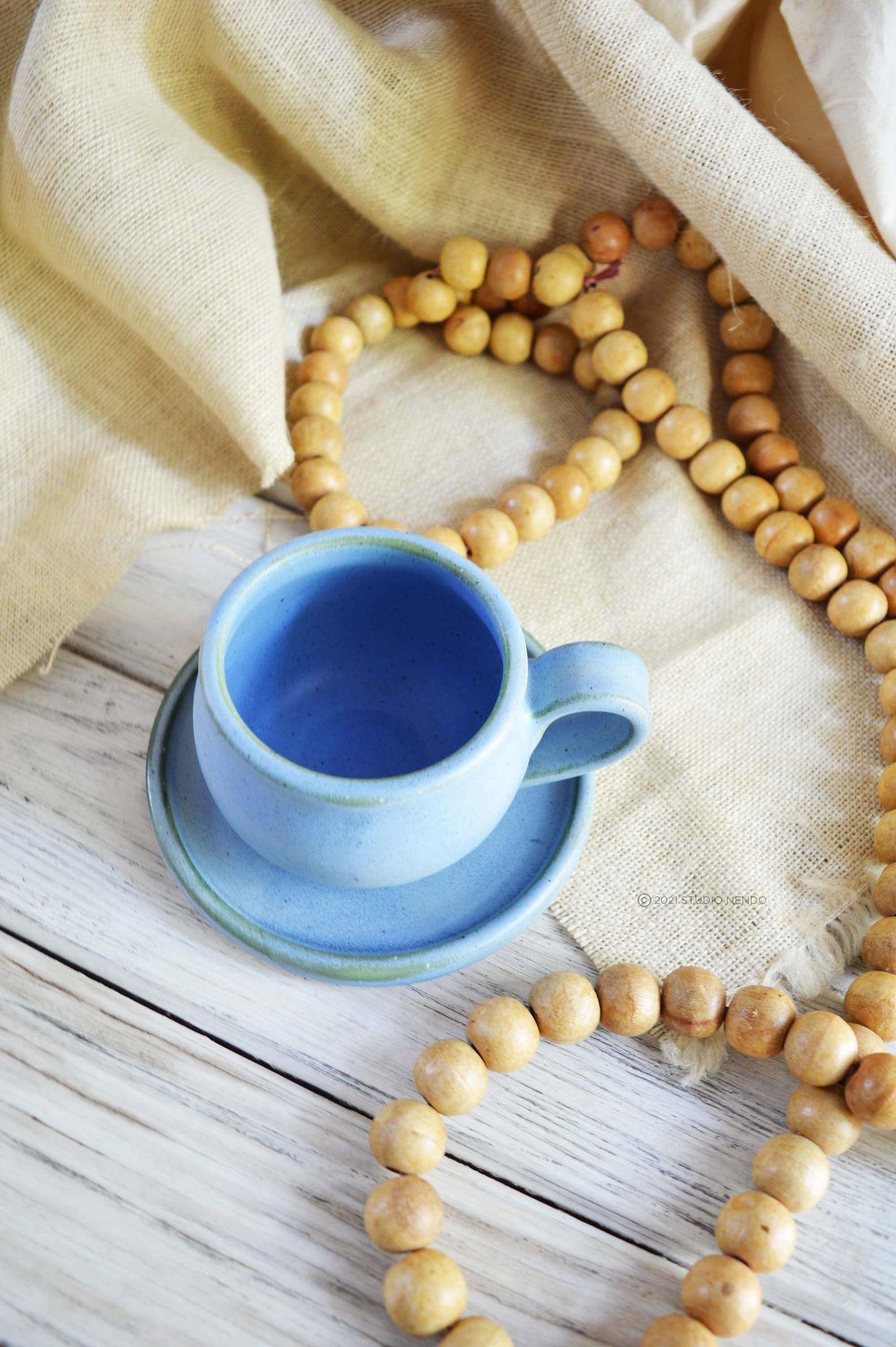 CAPPUCCINO CUP AND SAUCER- SET OF 1- MATT BLUE