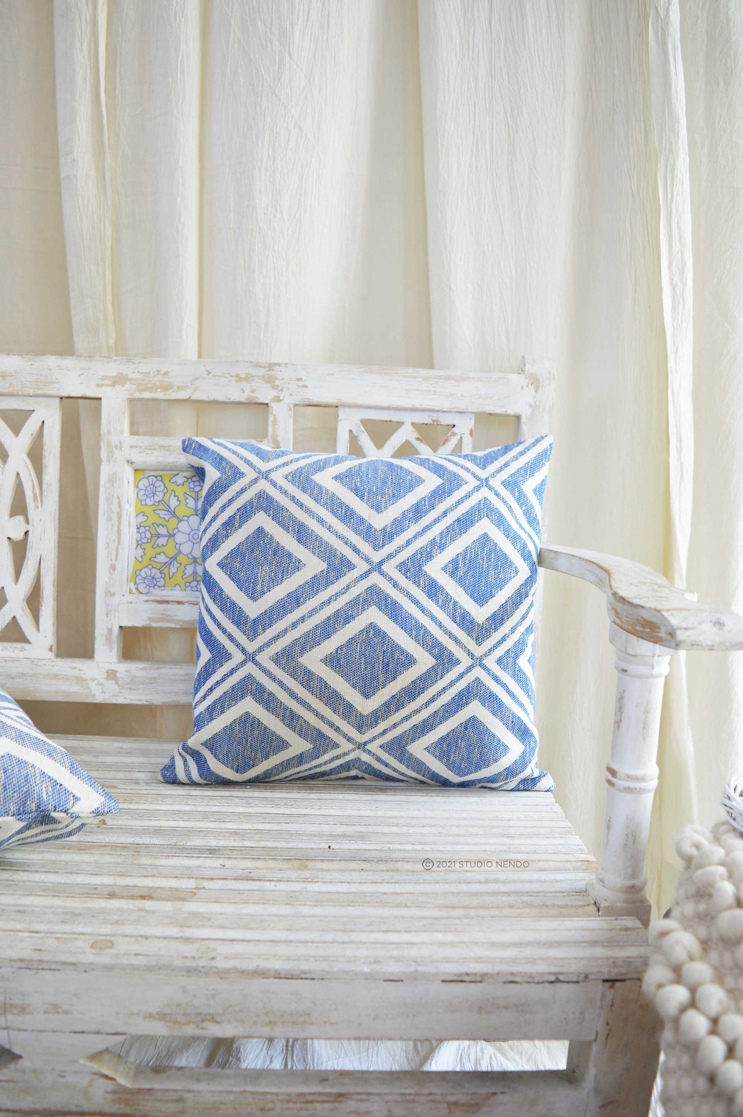 HANDMADE JACQUARD CUSHION COVER- SHIMMERY Sky BLUE
