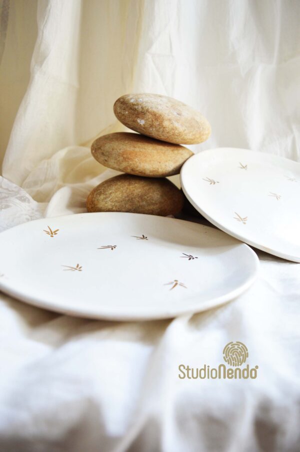 SNACK PLATES-IRREGULARORGANIC- SET OF 2- GOLDEN DRAGONFLY
