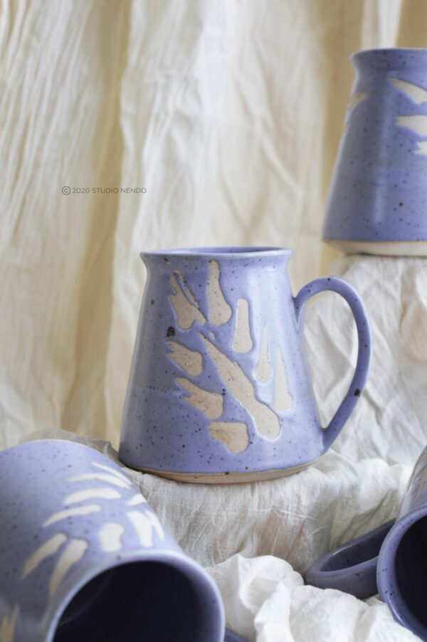 LILAC BRUSHWORK MUGS- SET OF 2