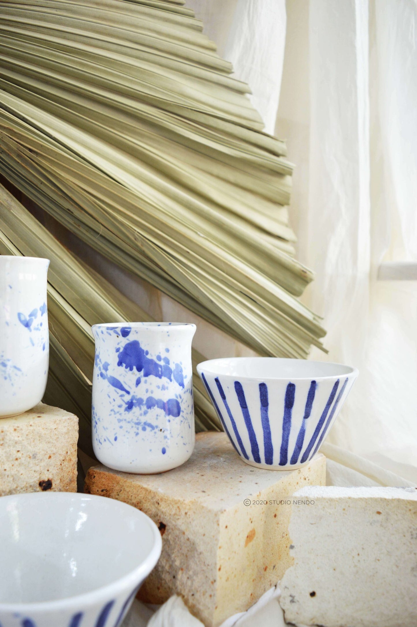 CHAI AND SNACKS FOR 2- HYGGE SET- COBALT BRUSHWORK