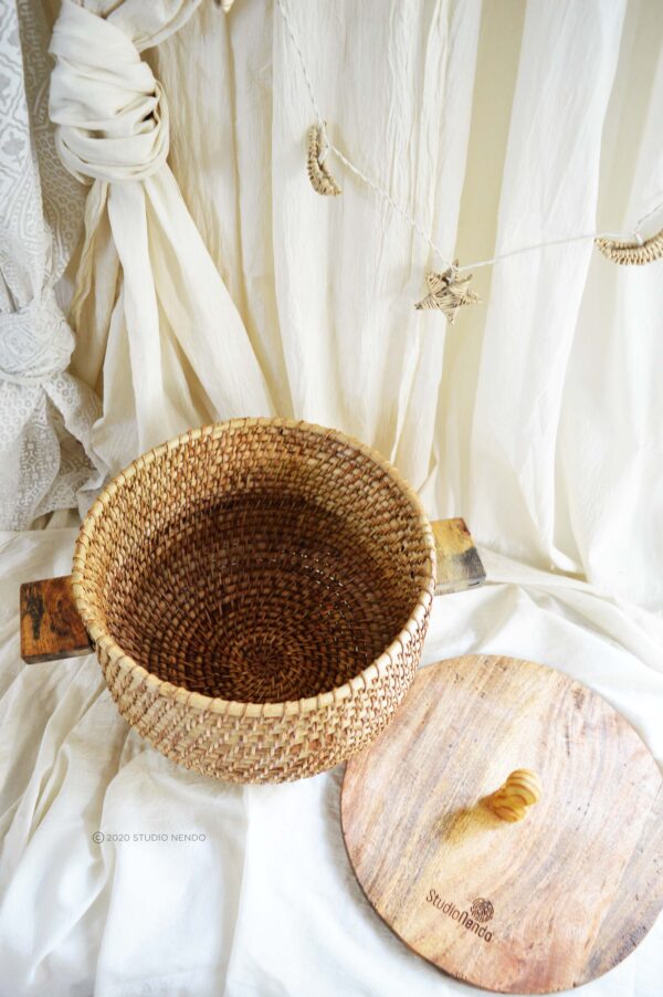 Cane Storage Box/Basket with Wooden lid- Large