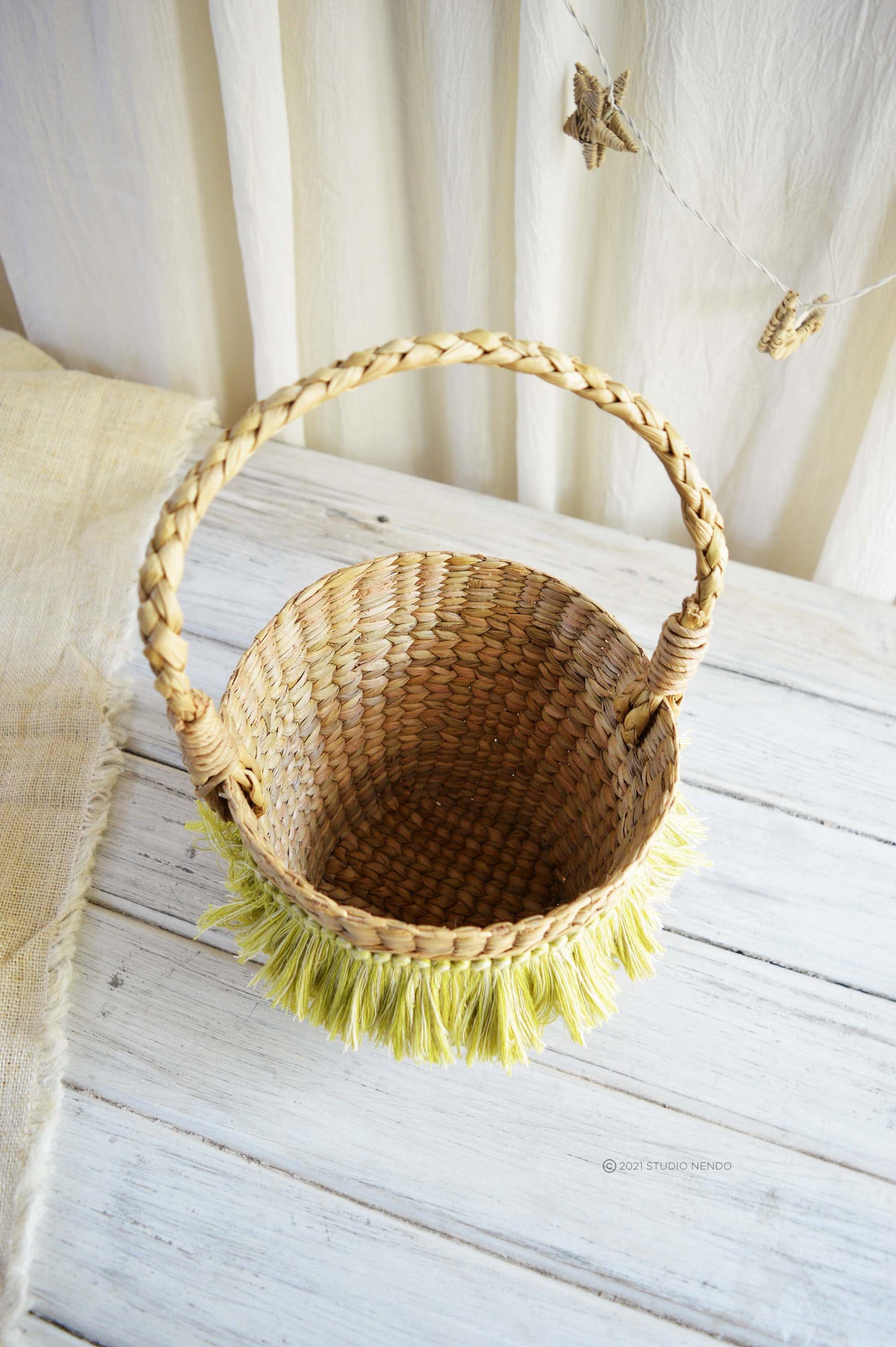 Sea Grass Bucket Basket- Keylime