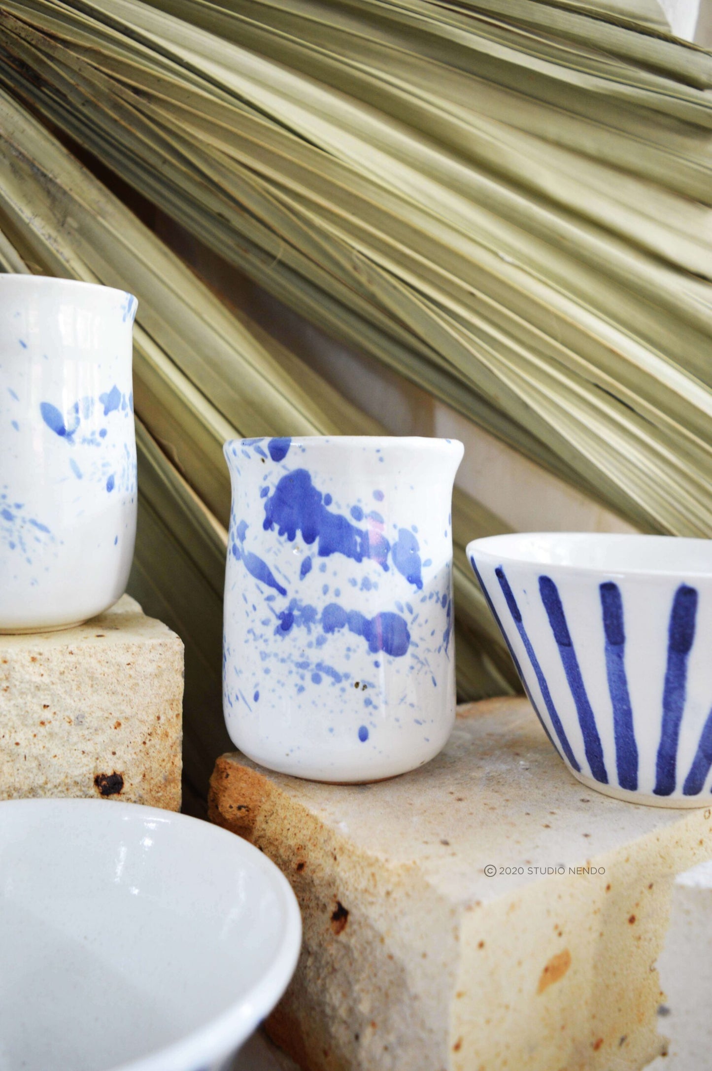 CHAI AND SNACKS FOR 2- HYGGE SET- COBALT BRUSHWORK