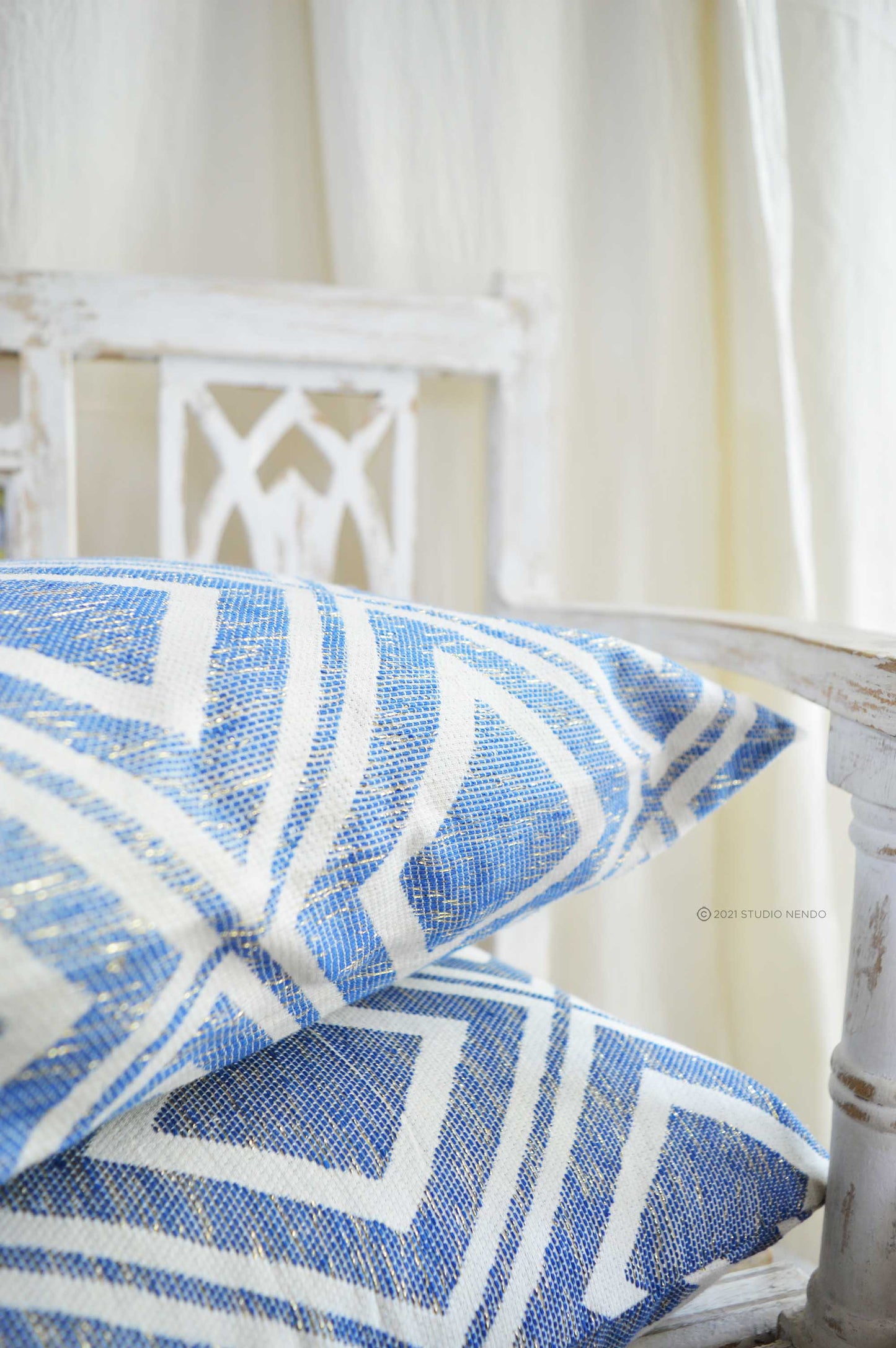 HANDMADE JACQUARD CUSHION COVER- SHIMMERY Sky BLUE