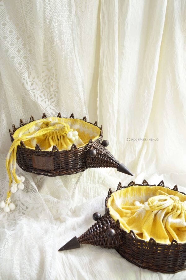 Hedgehog Storage Basket with Attached Pouch Bag