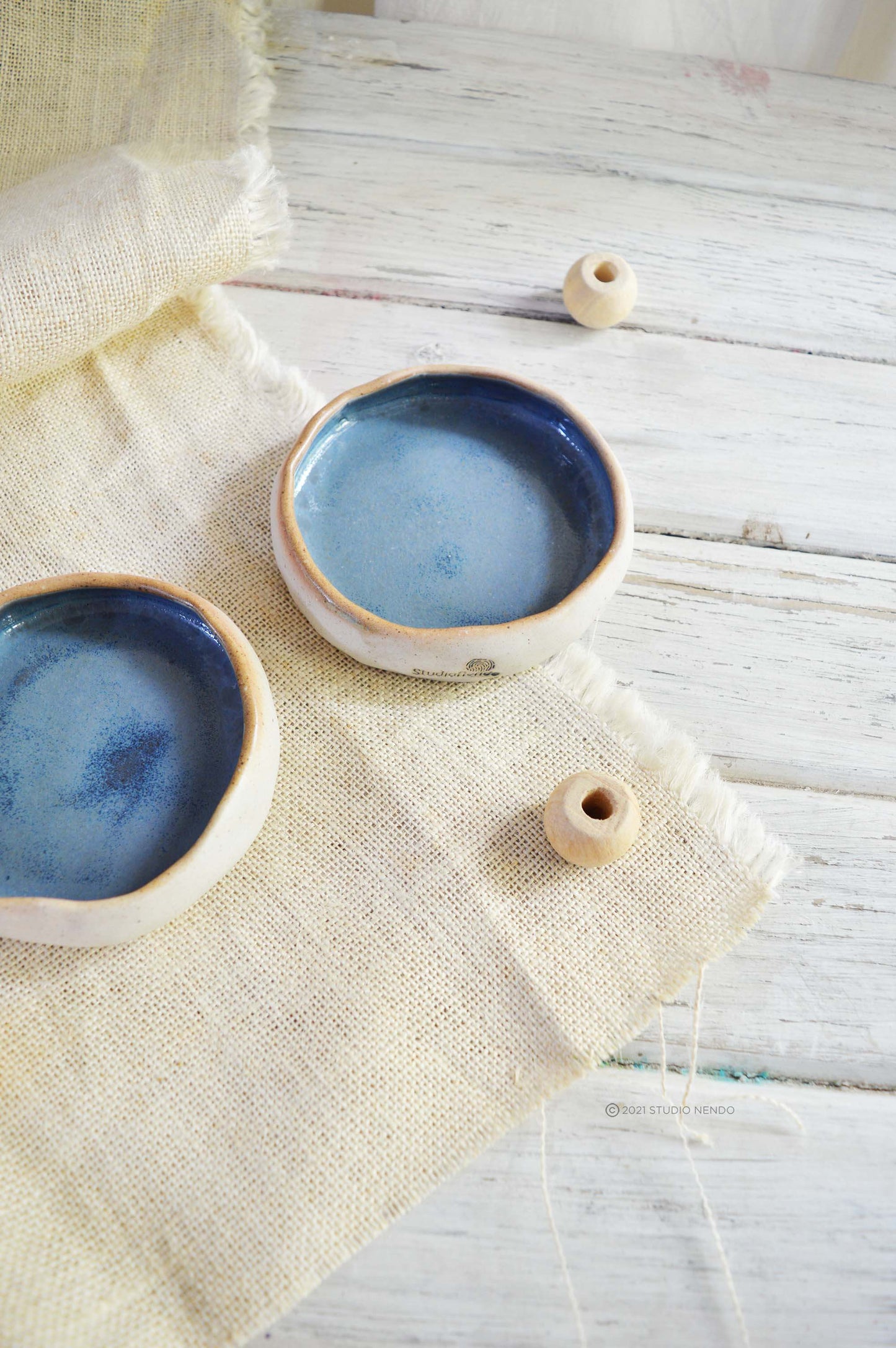 PINCH BOWLS FOR SIDES AND DIPS- MOTTLED INDIAN TEAL