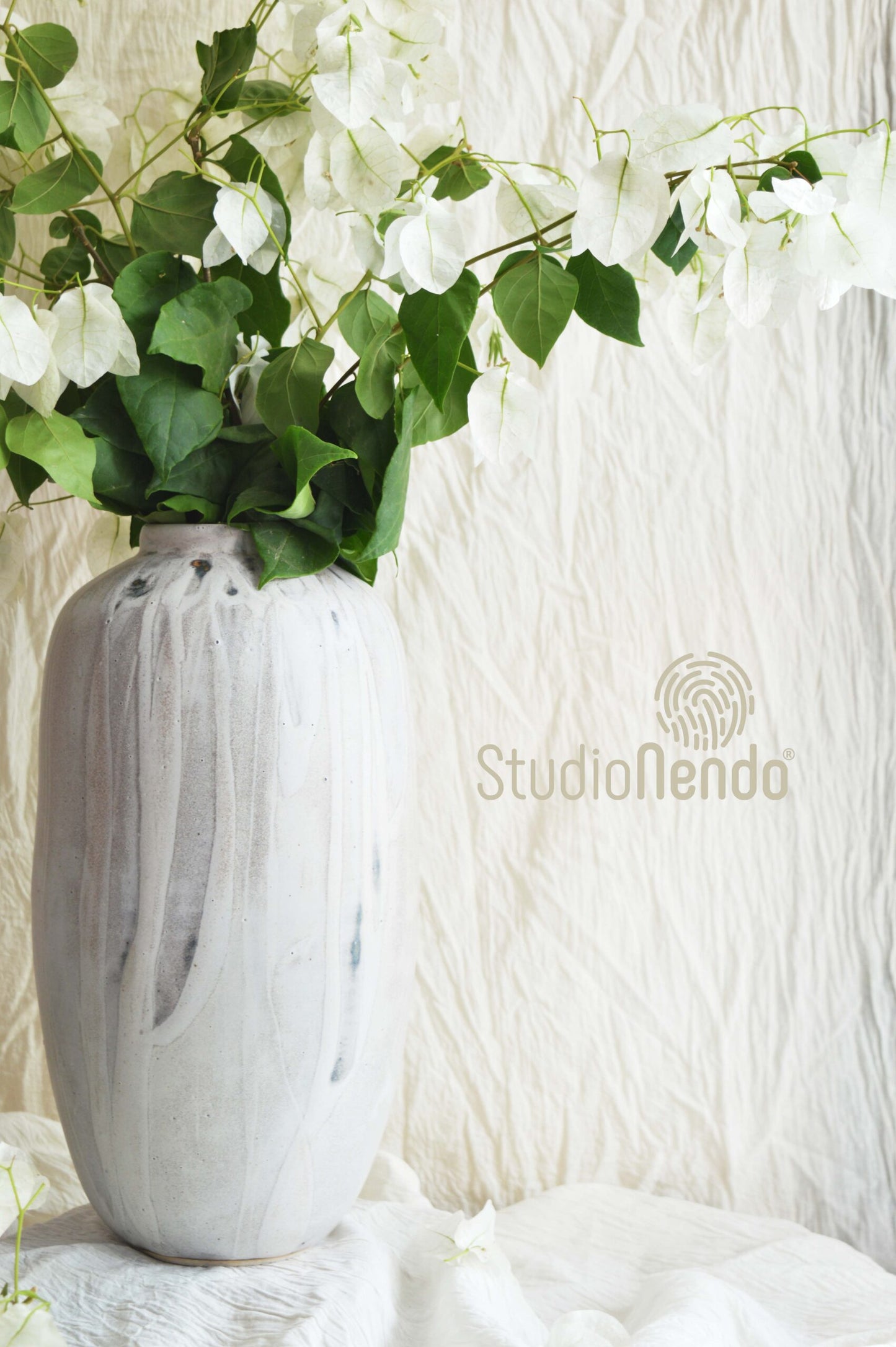 TABLE VASE- TEXTURED MATT GREY WHITE #2
