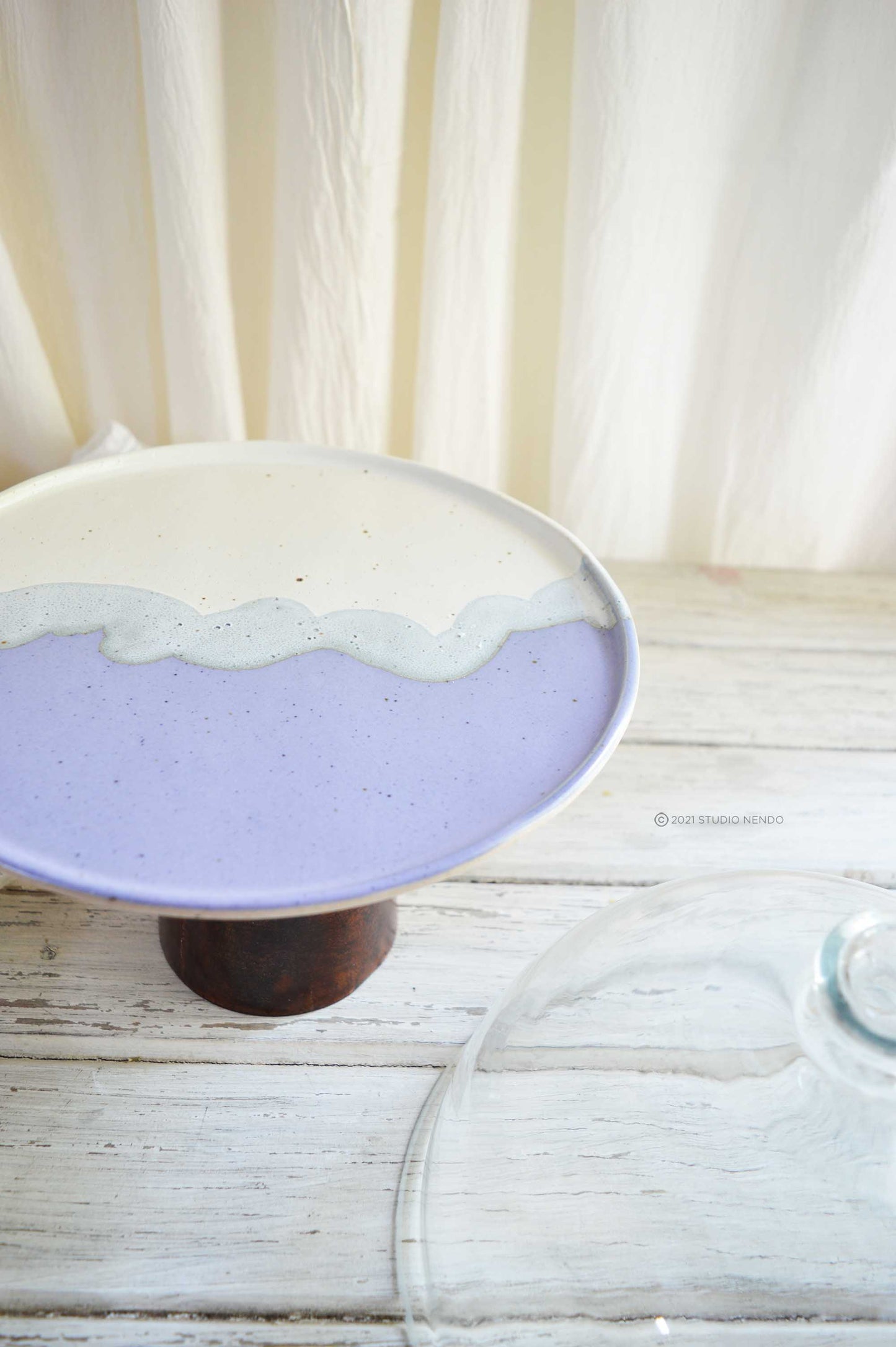 CAKE STAND WITH GLASS CLOCHE- HALF N HALF