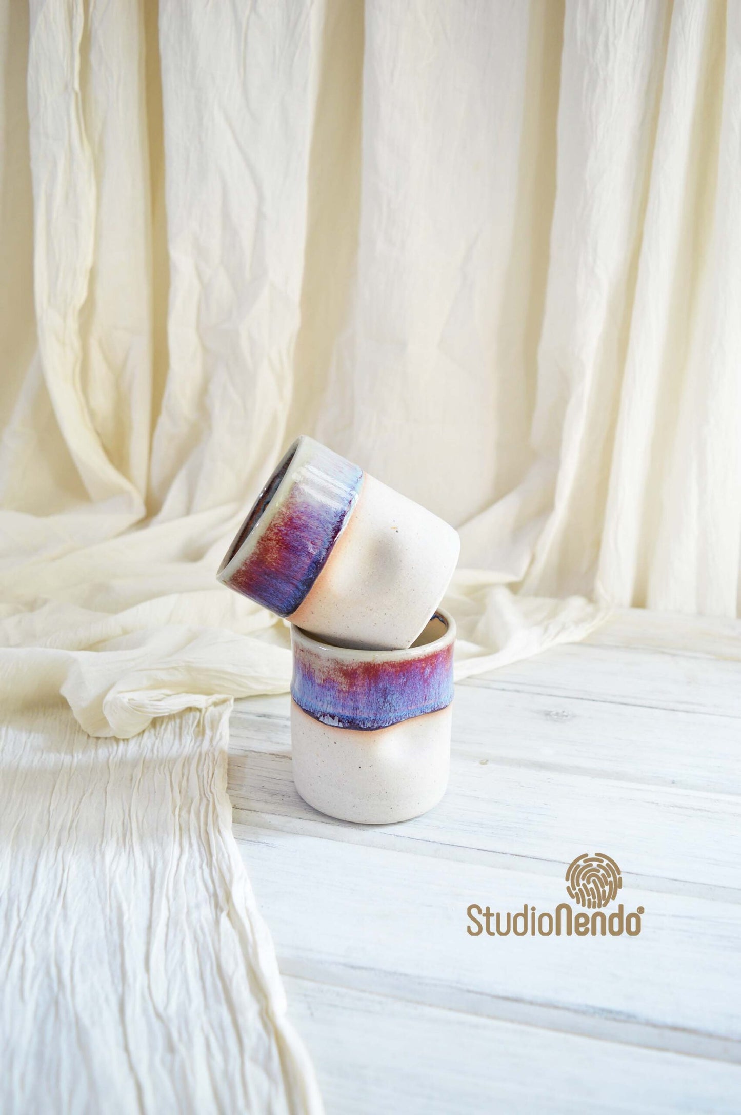 DENTED TUMBLERS- SET OF 2- RUBYNAVY GEMSTONE