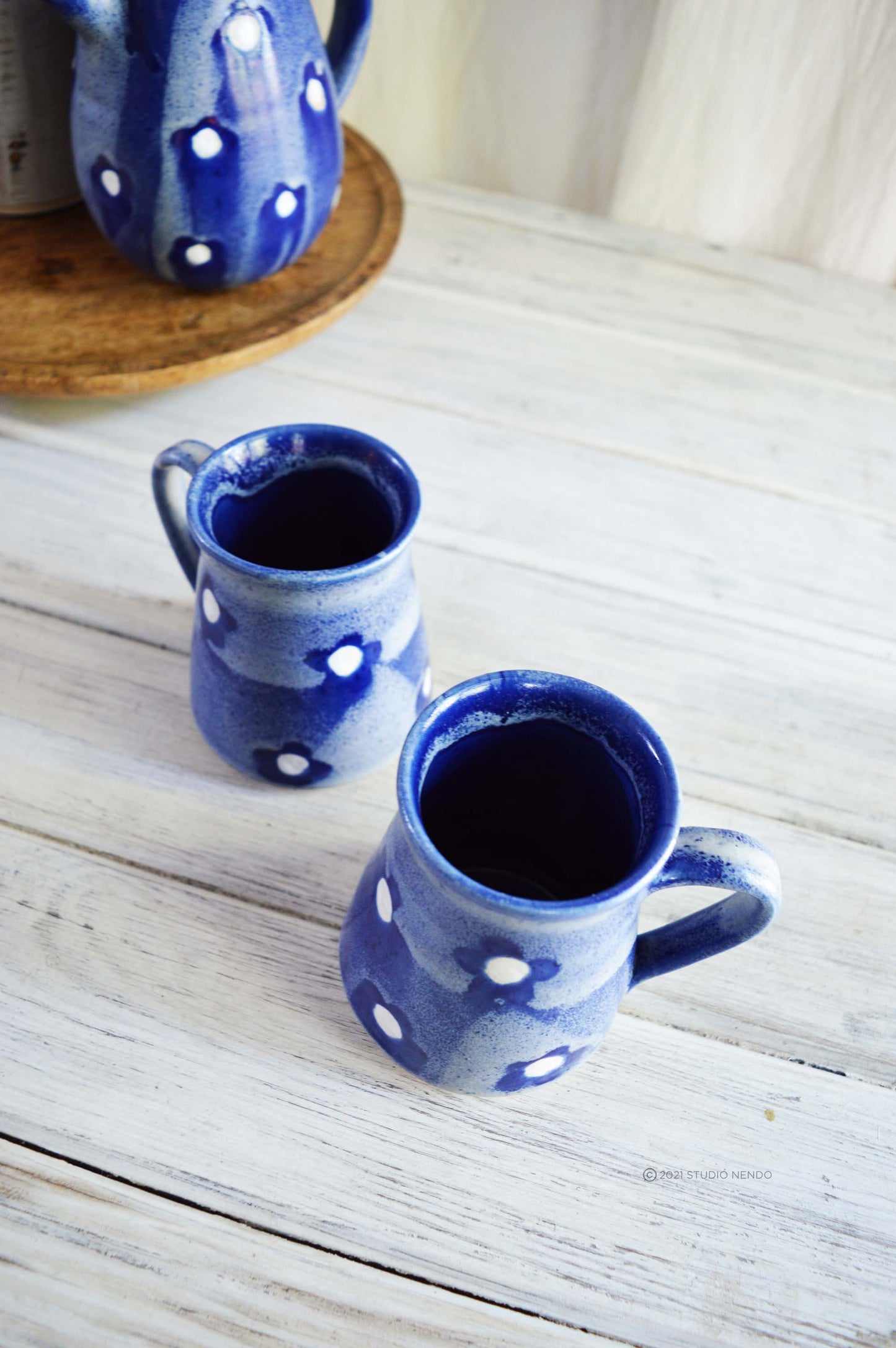 MUGS- SET OF 2- POLKA