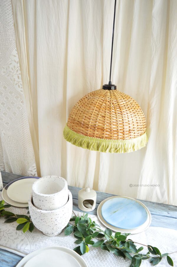 HANDWOVEN CANE PENDANT LIGHT (MEDIUM)- KEYLIME