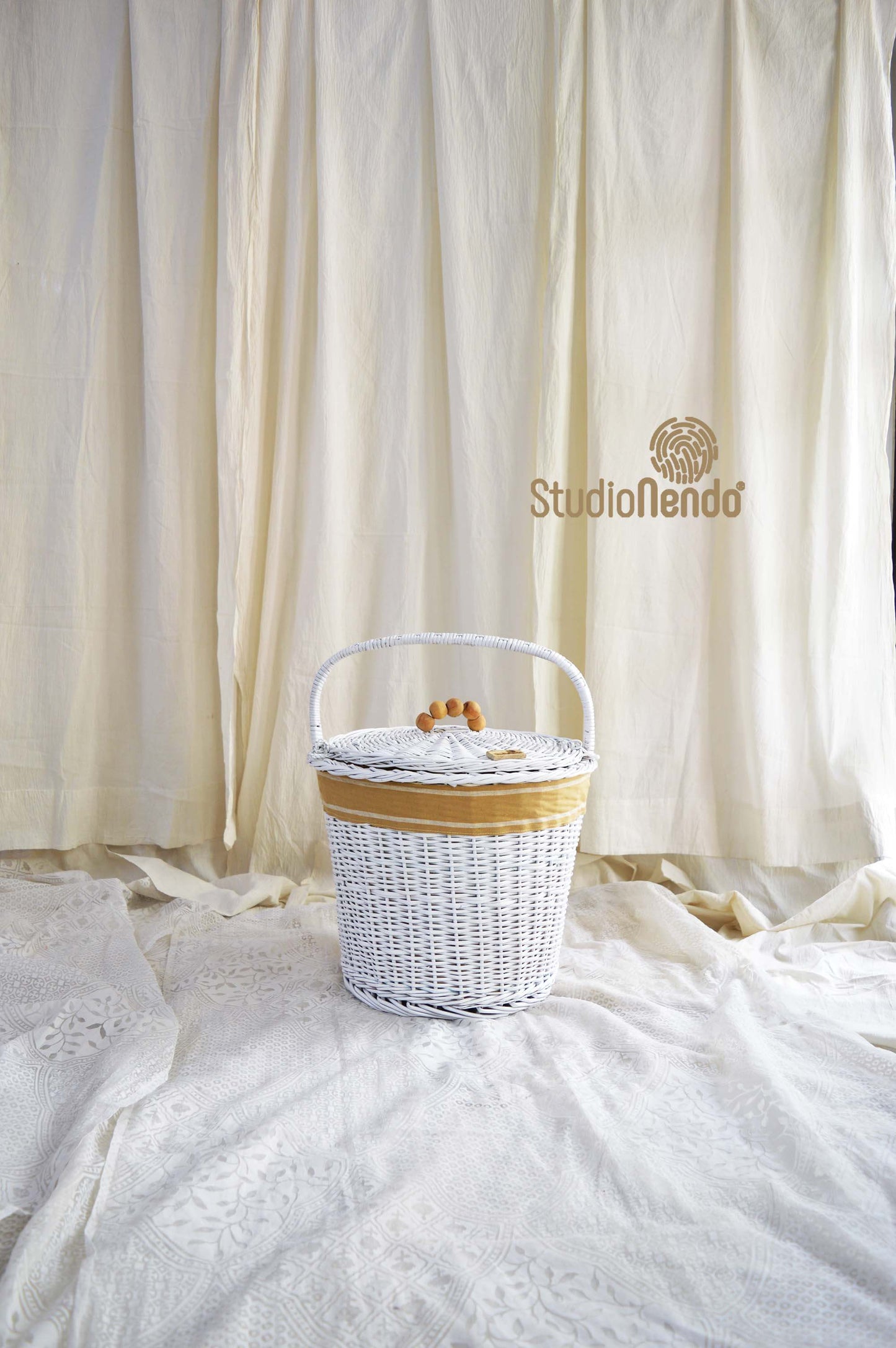 White Wicker Picnic Basket