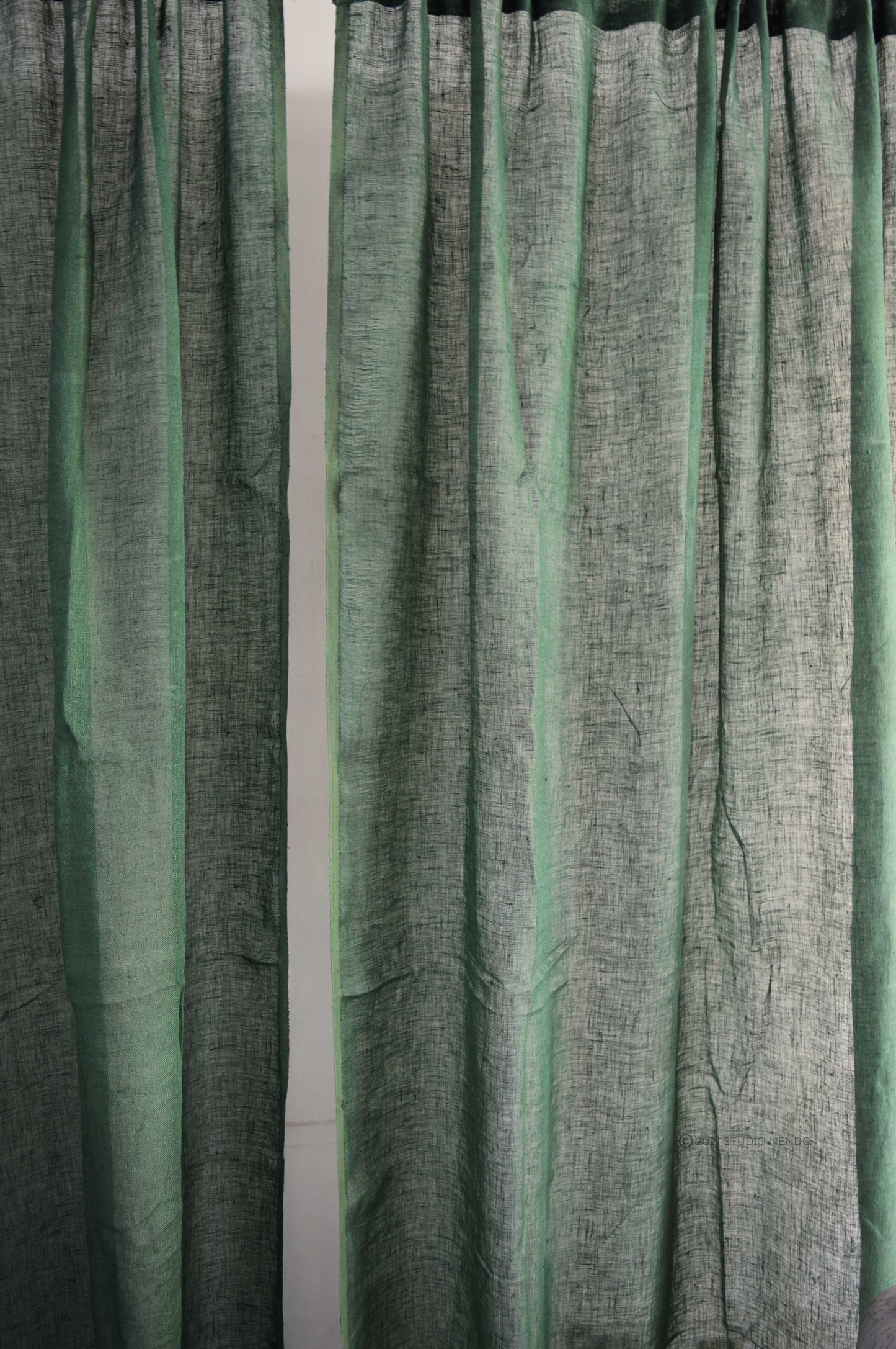 Handmade Linen Sheer Curtain- Amazon green