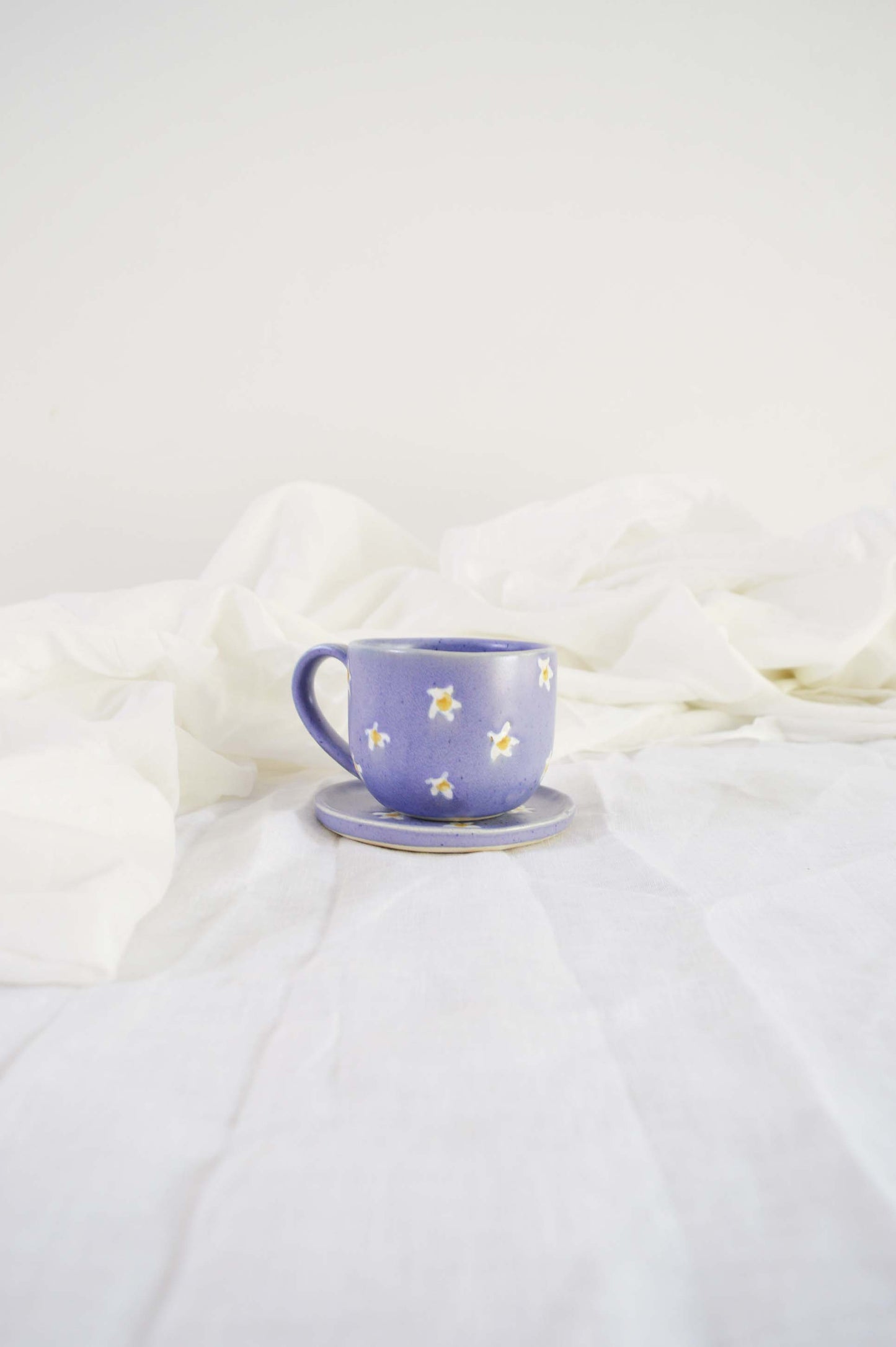 Cappuccino Cup and Saucer- Set of 2- Daisy