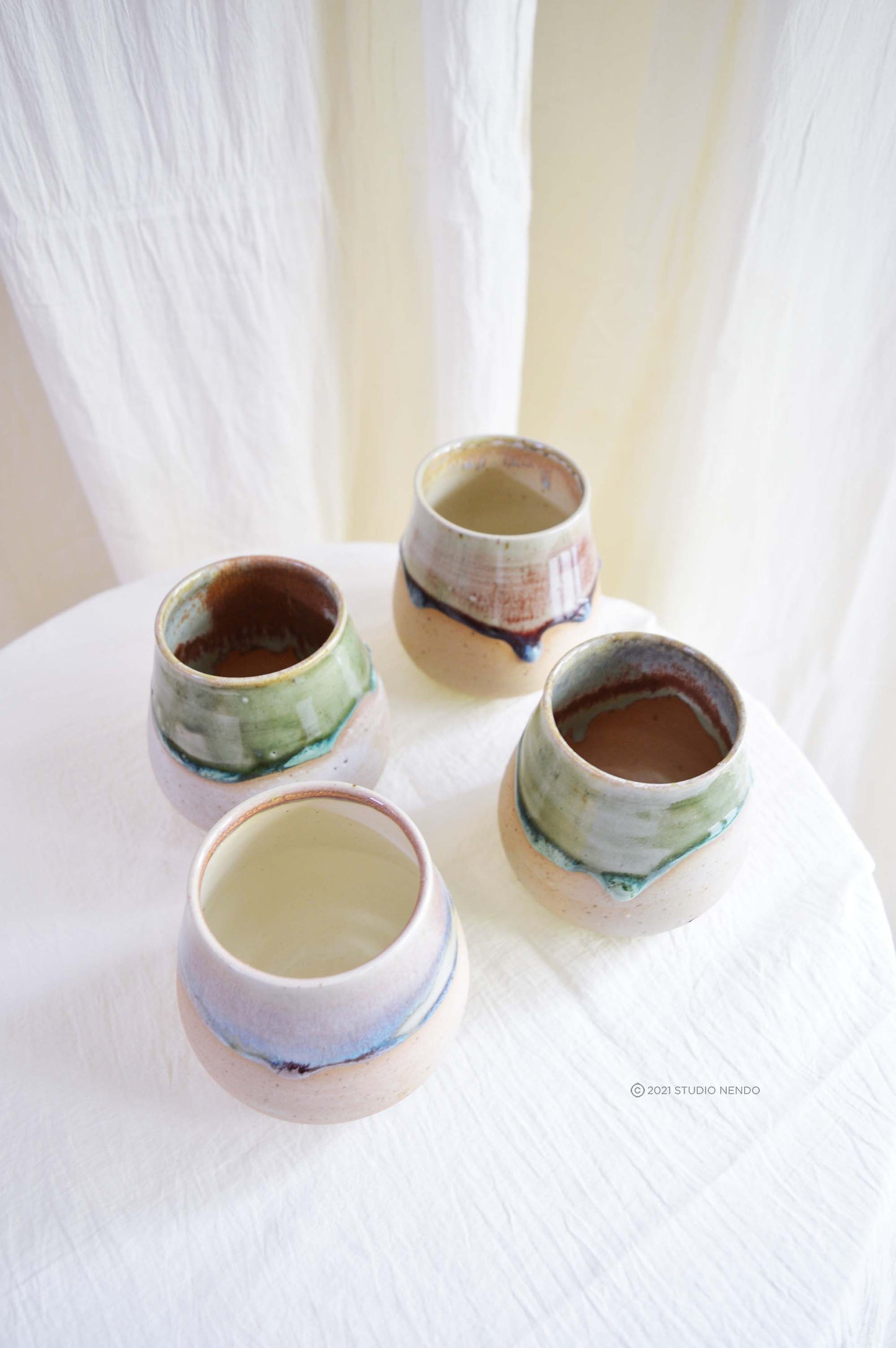 POTBELLY TUMBLERS- SET OF 4- ASSORTED