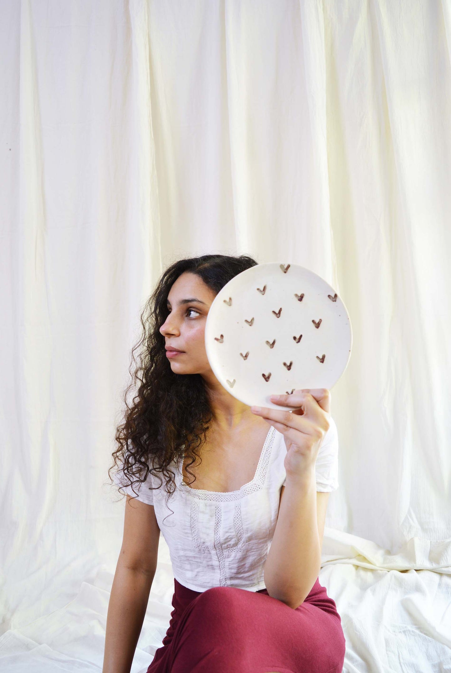 SNACK PLATES- IRREGULAR/ORGANIC- SET OF 2- Jewelled Hearts