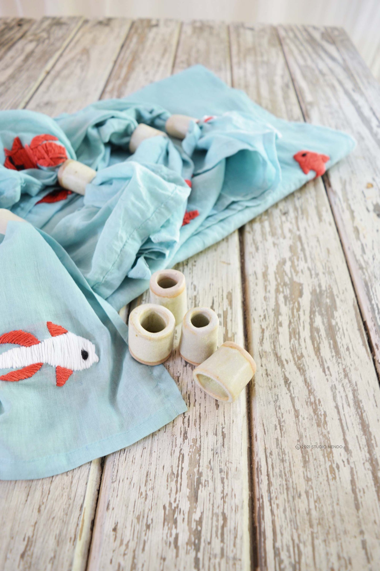 Handmade Ceramic Napkin Holder- Set of 4- Oatmeal
