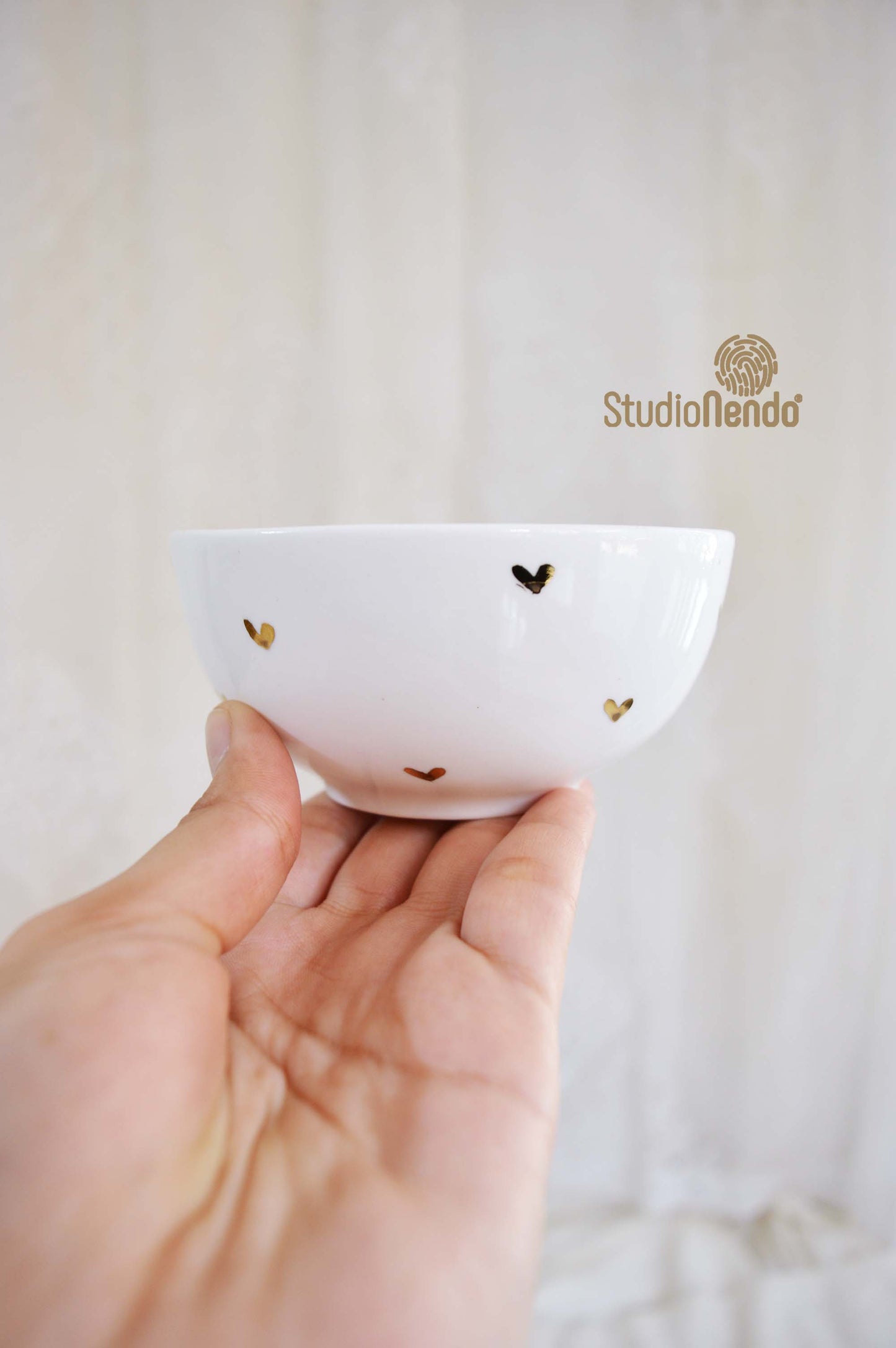 Hand Painted Series- Katori (Set of 2)- Golden Hearts