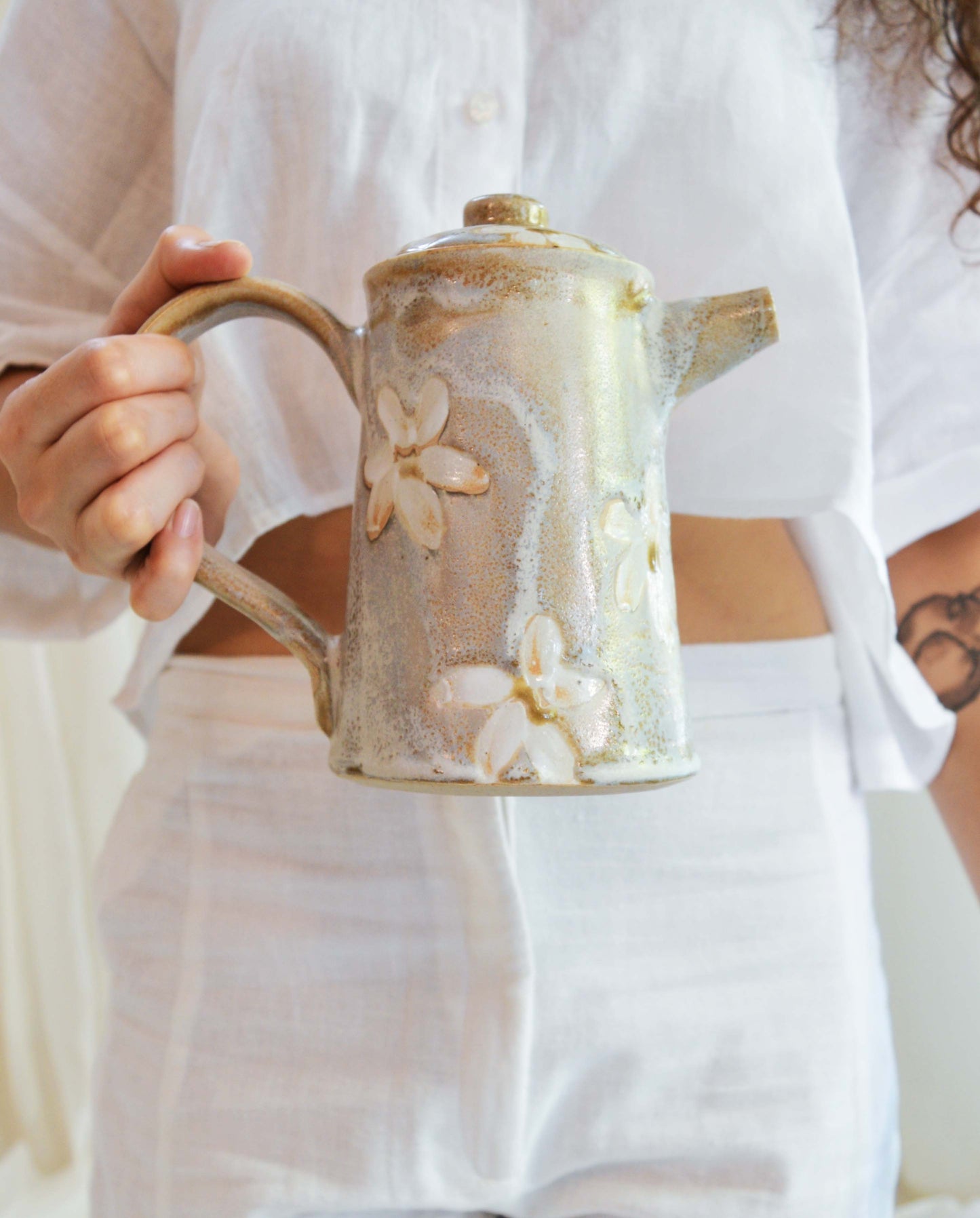 Couples Teaset- Daisy- Textrured Dark Mustard