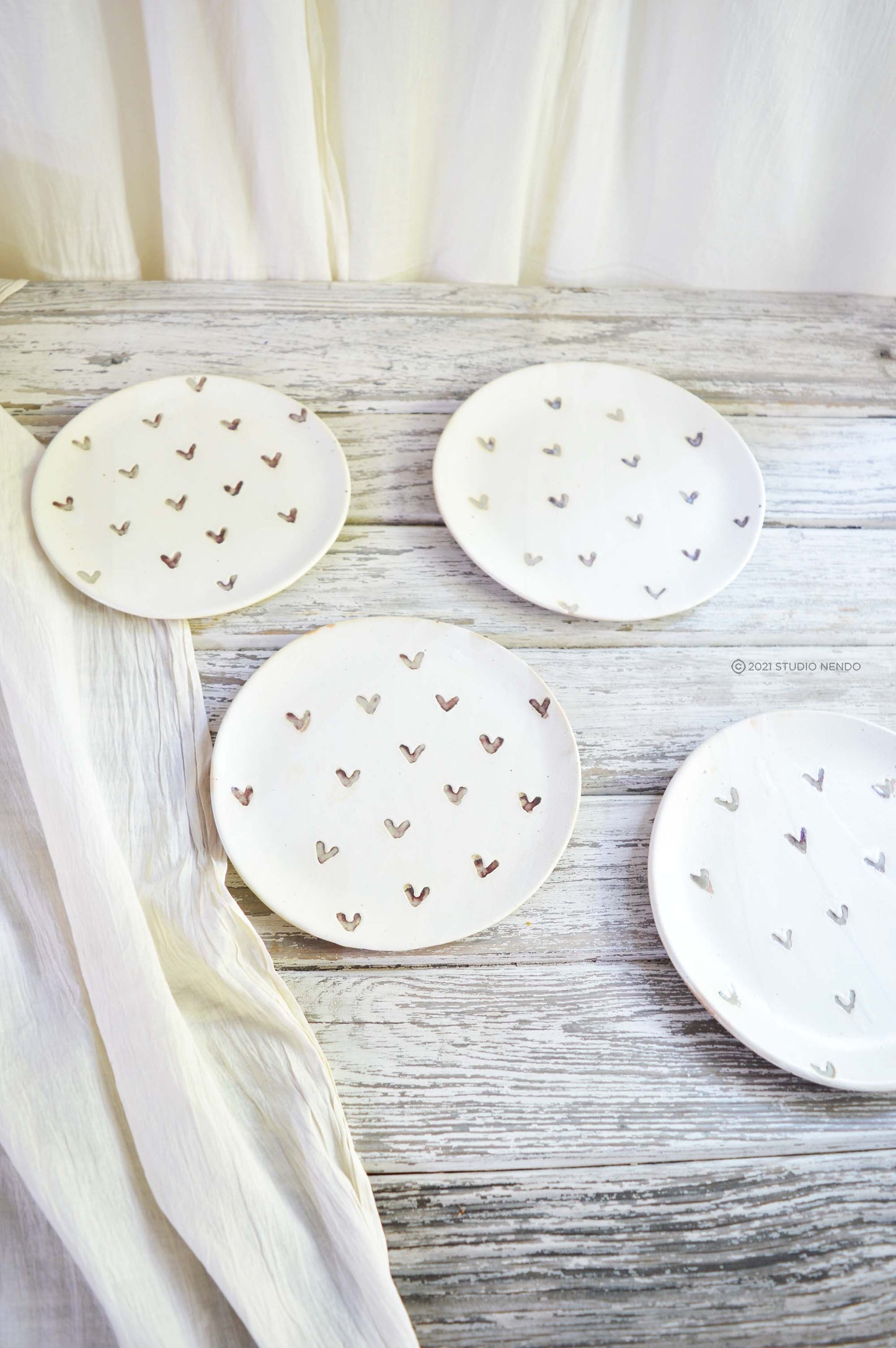 SNACK PLATES- IRREGULAR/ORGANIC- SET OF 2- Jewelled Hearts
