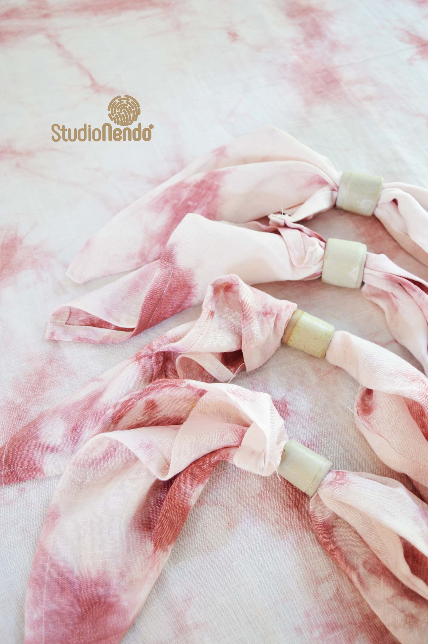 Linen Table Cloth & Napkin Set- Tie & Dye- Blush