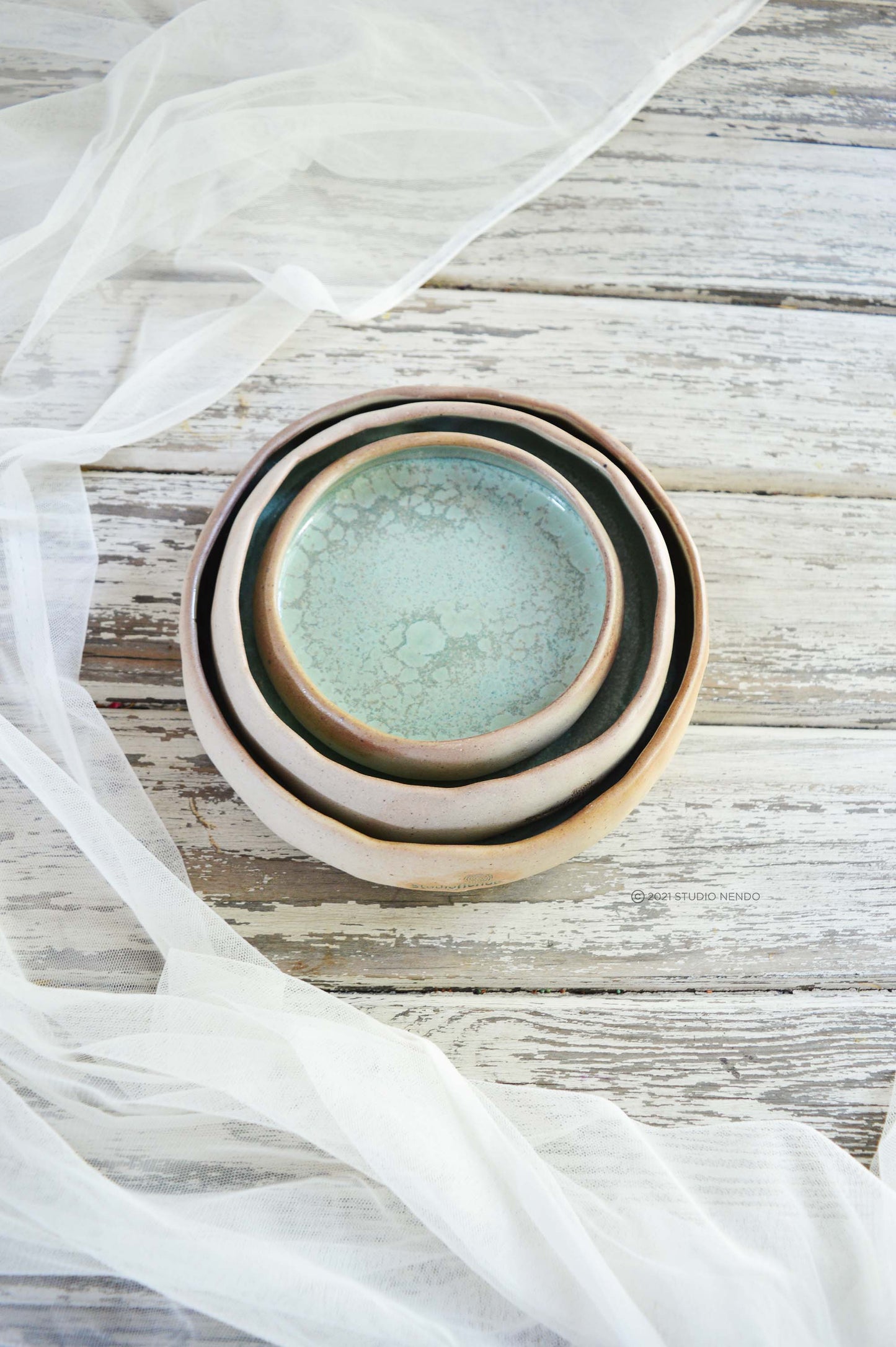PINCH BOWLS FOR SIDES AND DIPS- MOTTLED GREEN