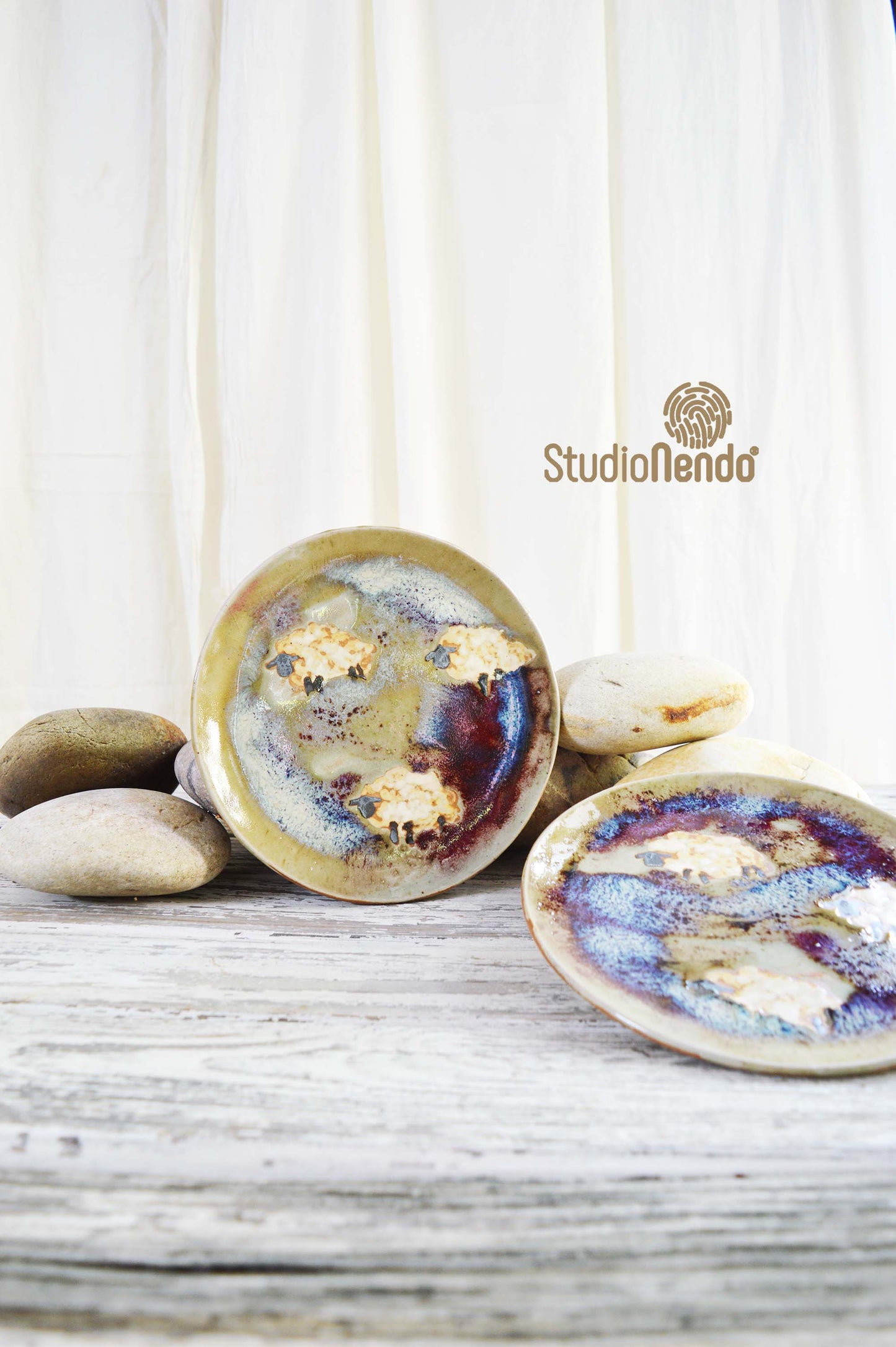 SNACK PLATES- IRREGULAR/ORGANIC- SET OF 2- Counting Sheep