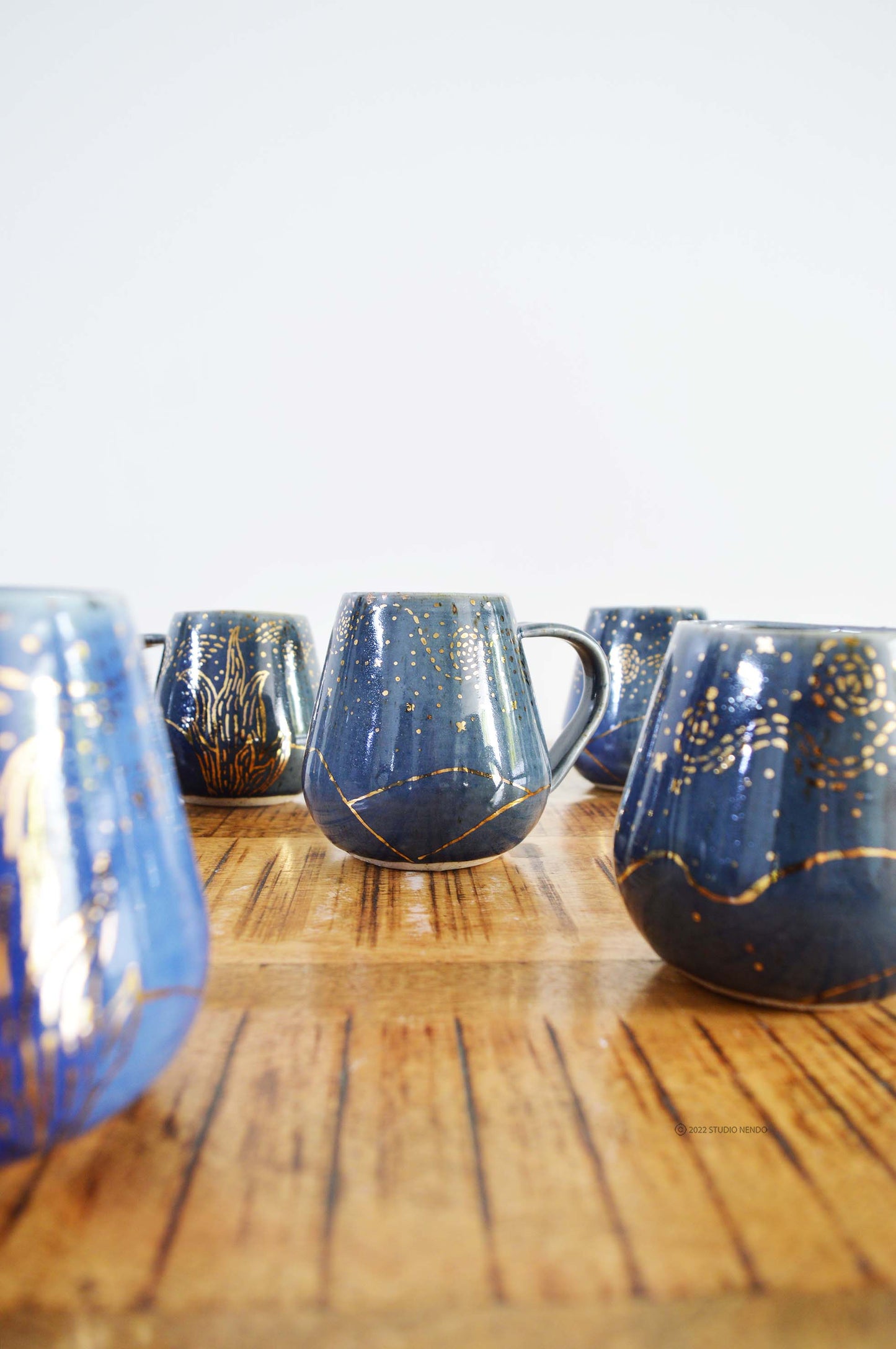 Belly Mug- Starry Night- Hand Illustrated in Gold