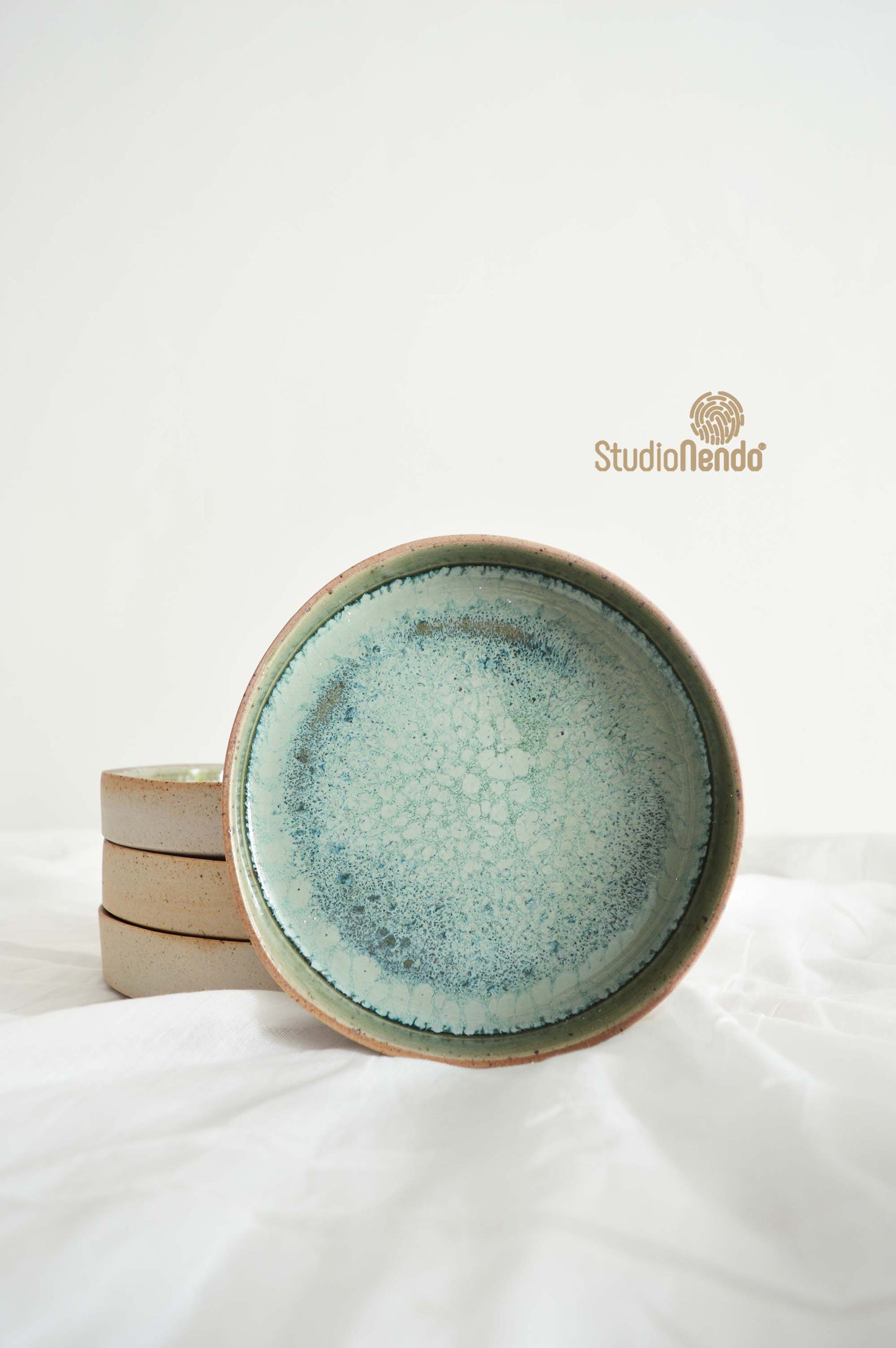 Cake Plate- Mottled Green