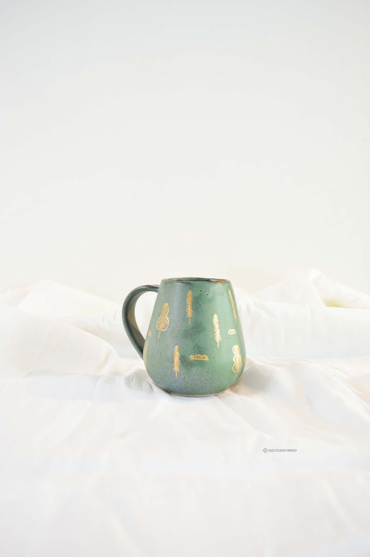Belly Mug- Forest- Gold Work