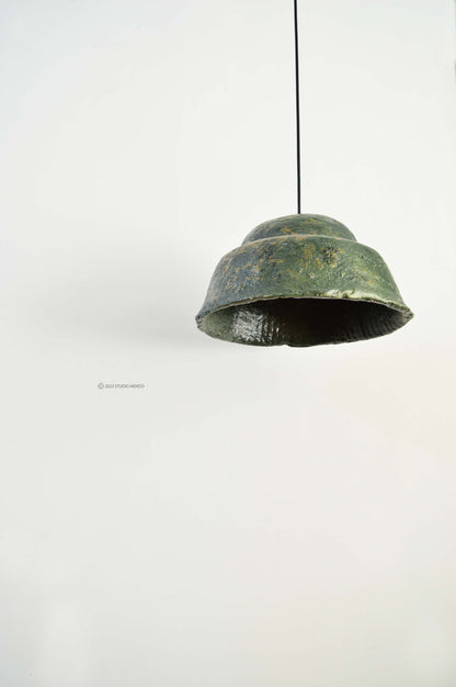 Faux Ceramic- Paper Mache Pendant Lamp- Camou