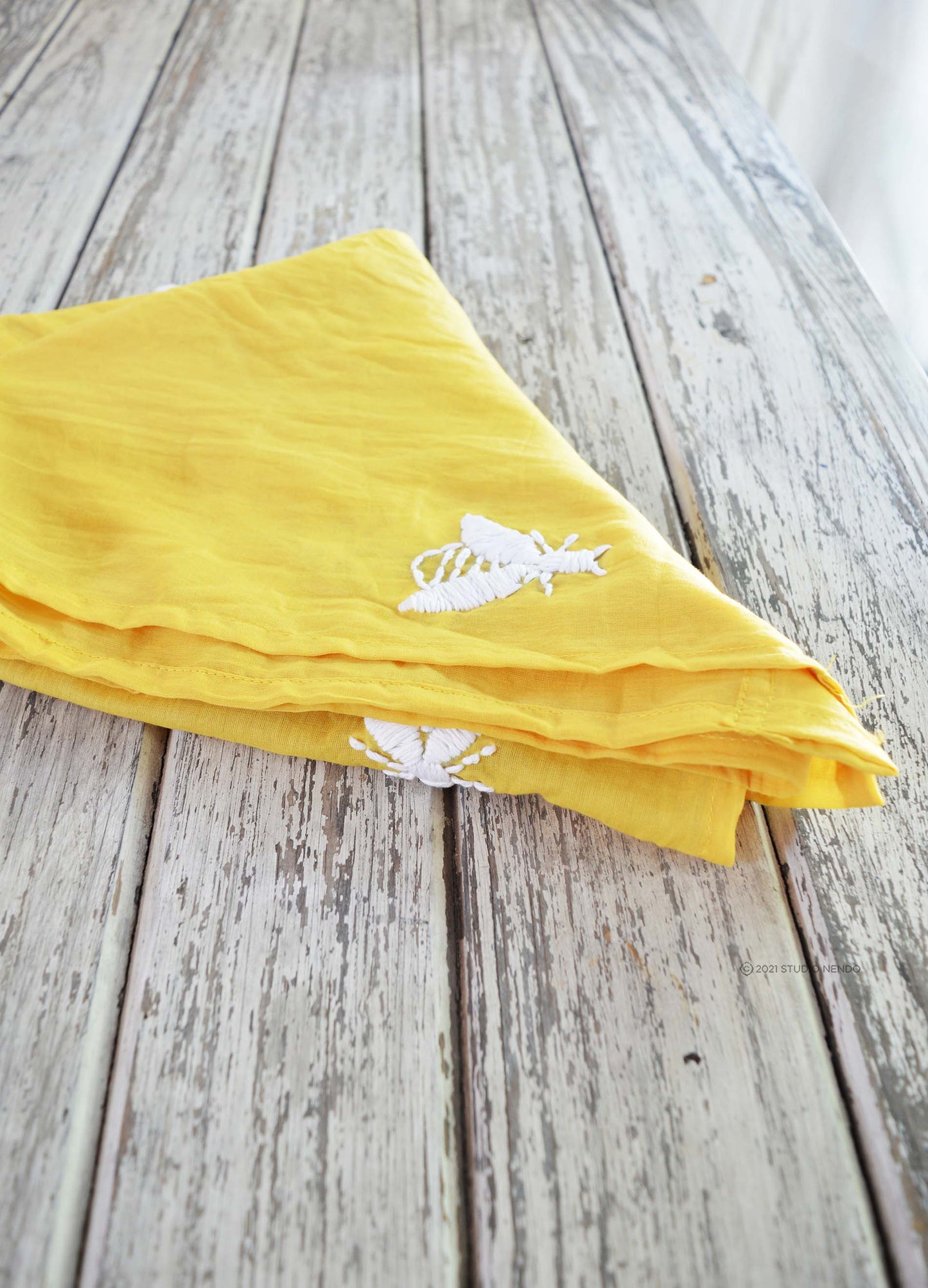 Hand Embroidered Table Runner- Honey, Bee Mine