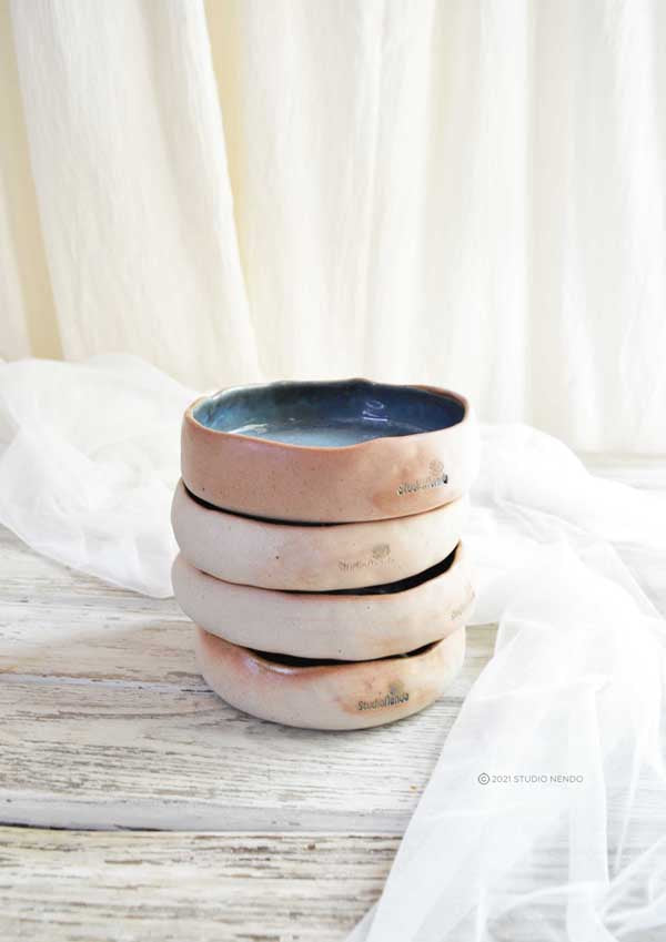 PINCH BOWLS FOR SIDES AND DIPS- MOTTLED INDIAN TEAL