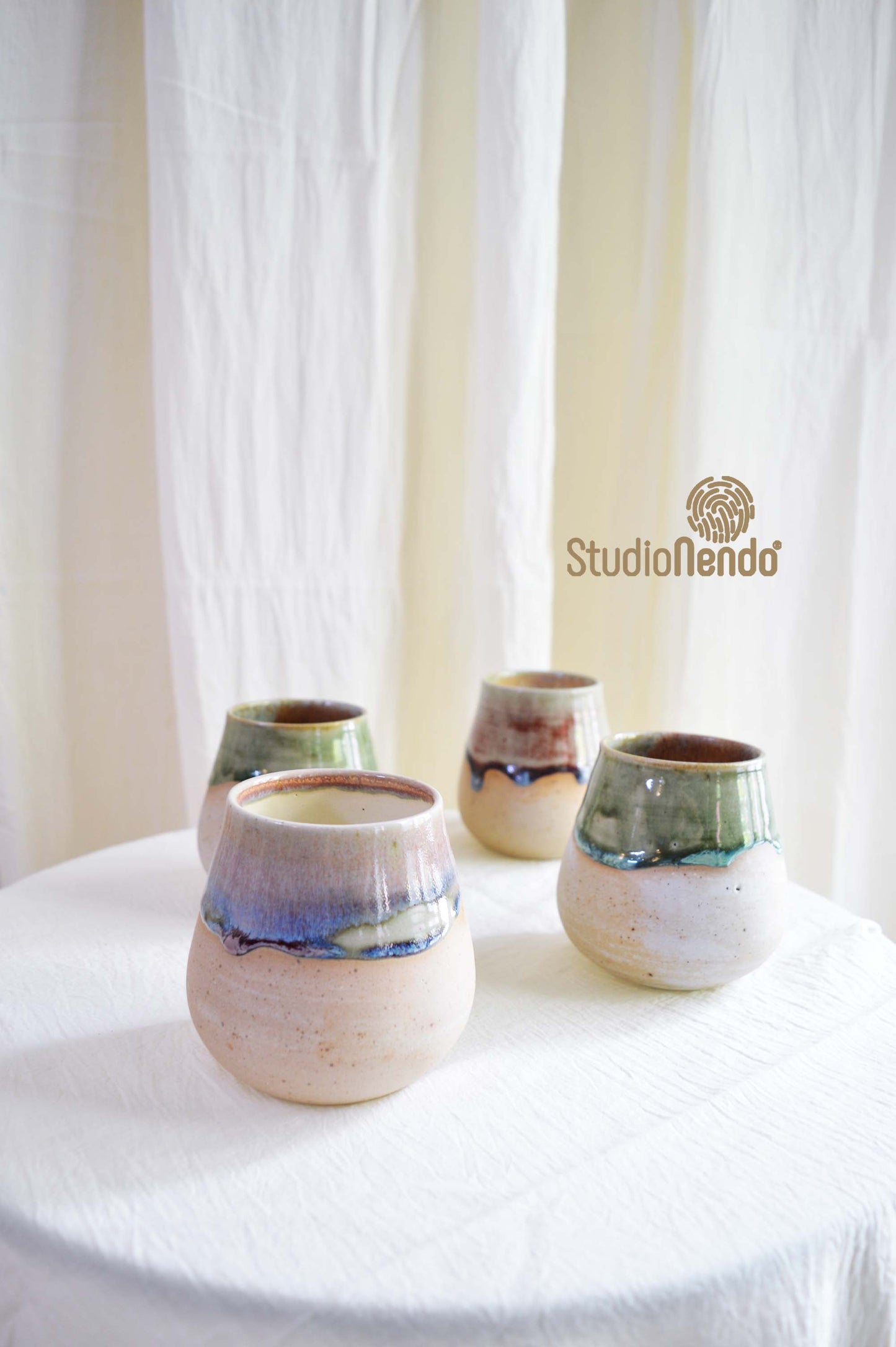 POTBELLY TUMBLERS- SET OF 4- ASSORTED