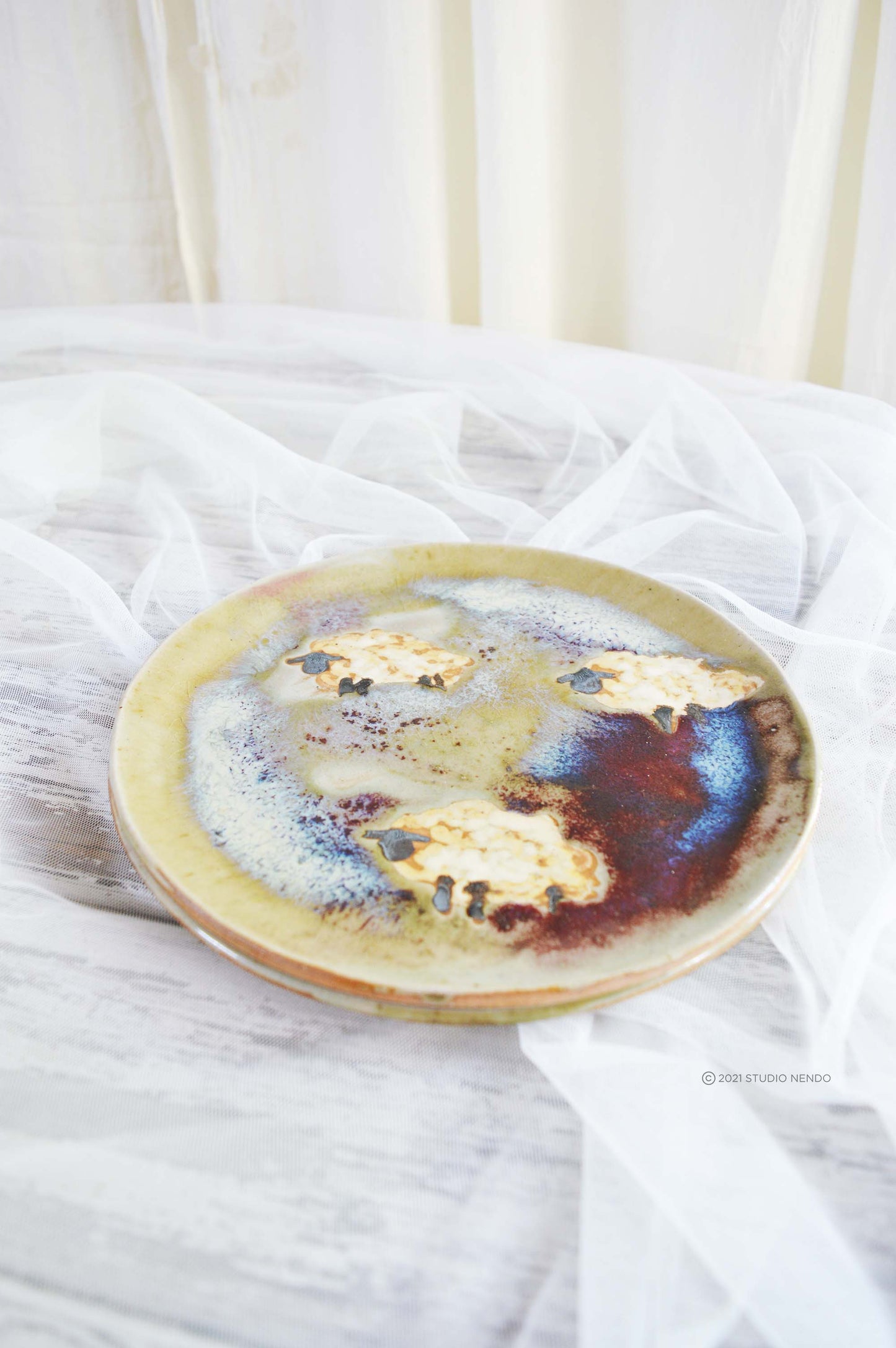SNACK PLATES- IRREGULAR/ORGANIC- SET OF 2- Counting Sheep