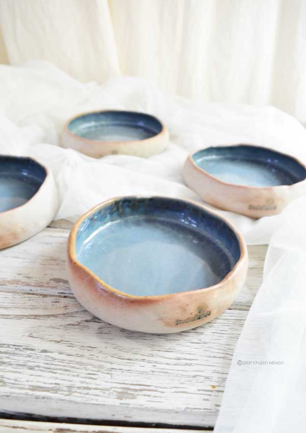 PINCH BOWLS FOR SIDES AND DIPS- MOTTLED INDIAN TEAL