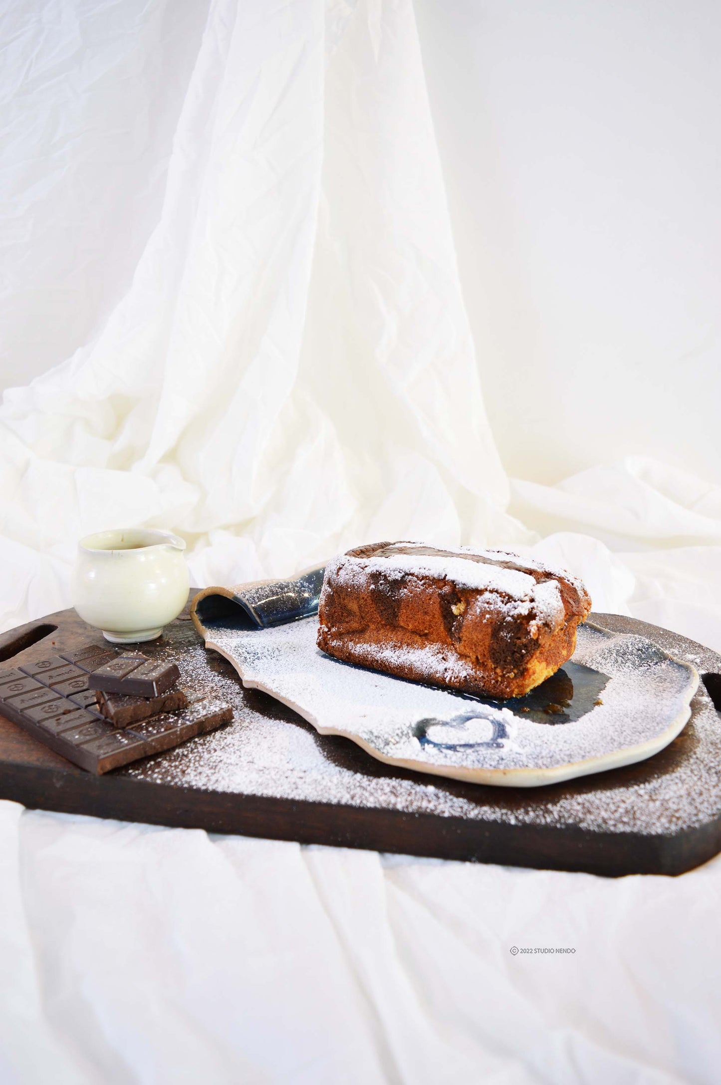 Scroll Cheese Platter- Mottled Blue