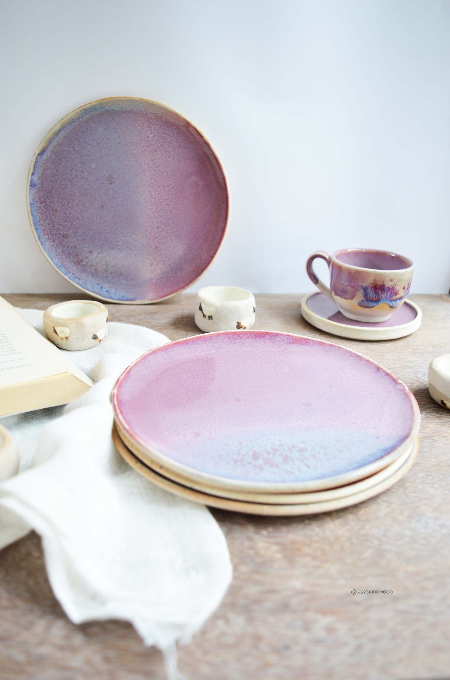 SNACK PLATES- IRREGULAR/ORGANIC- SET OF 2- MOTTLED PINK
