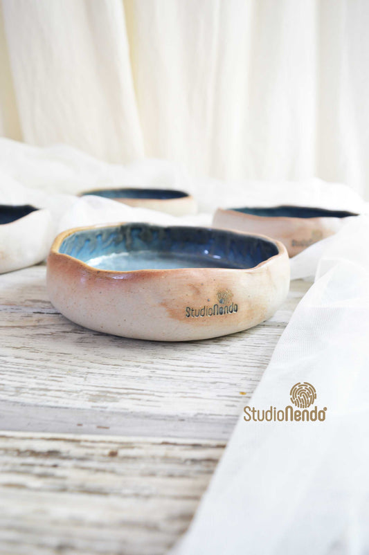 PINCH BOWLS FOR SIDES AND DIPS- MOTTLED INDIAN TEAL