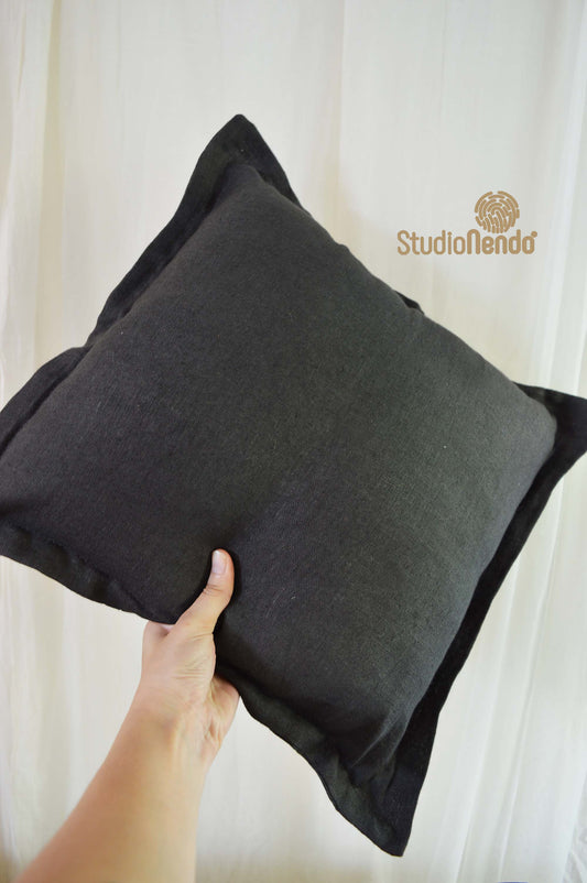 Linen Cushion Cover- Charcoal Black
