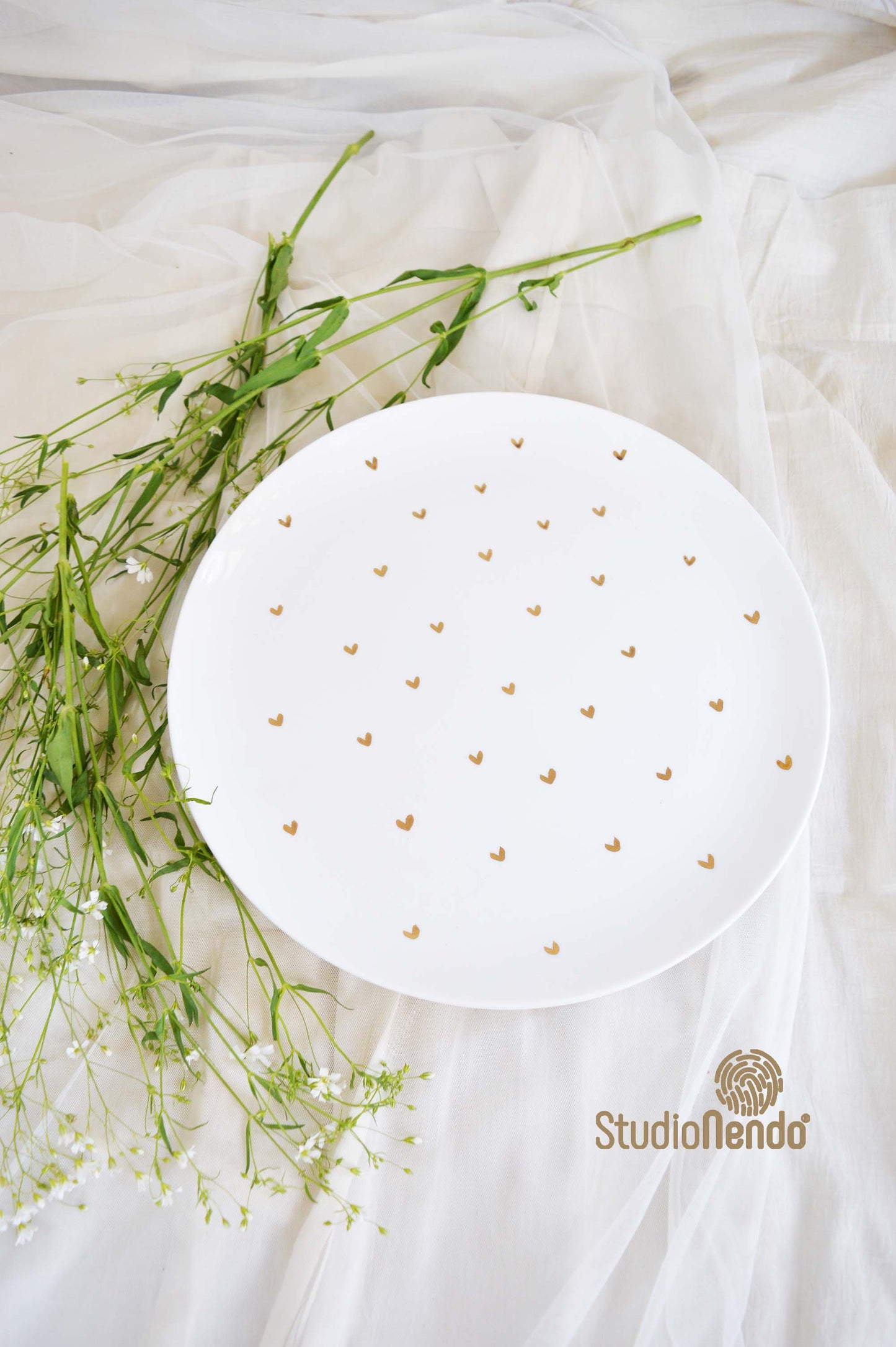 Hand Painted Series- Dinner Plates (Set of 2)- Golden Heart- 12"